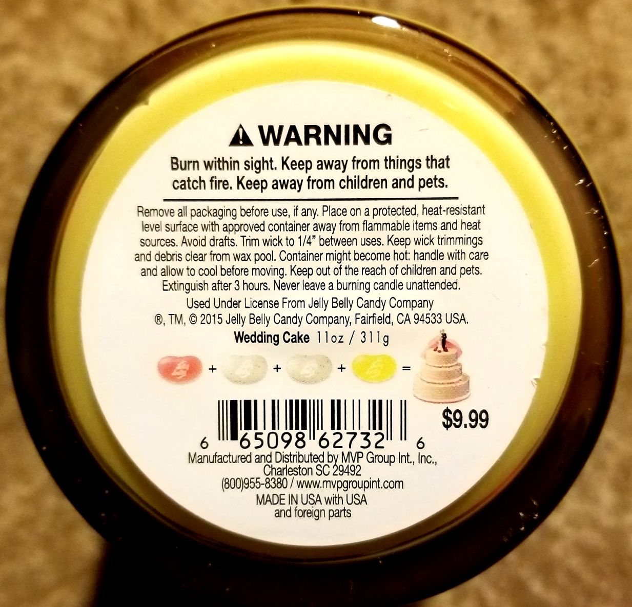 CANDLE: Valentine’s Day MVP Group Jelly Belly Wedding Cake 2015 - MVP Group Candle (Valentine’s Day Candles) action figure collectible - Main Image 2