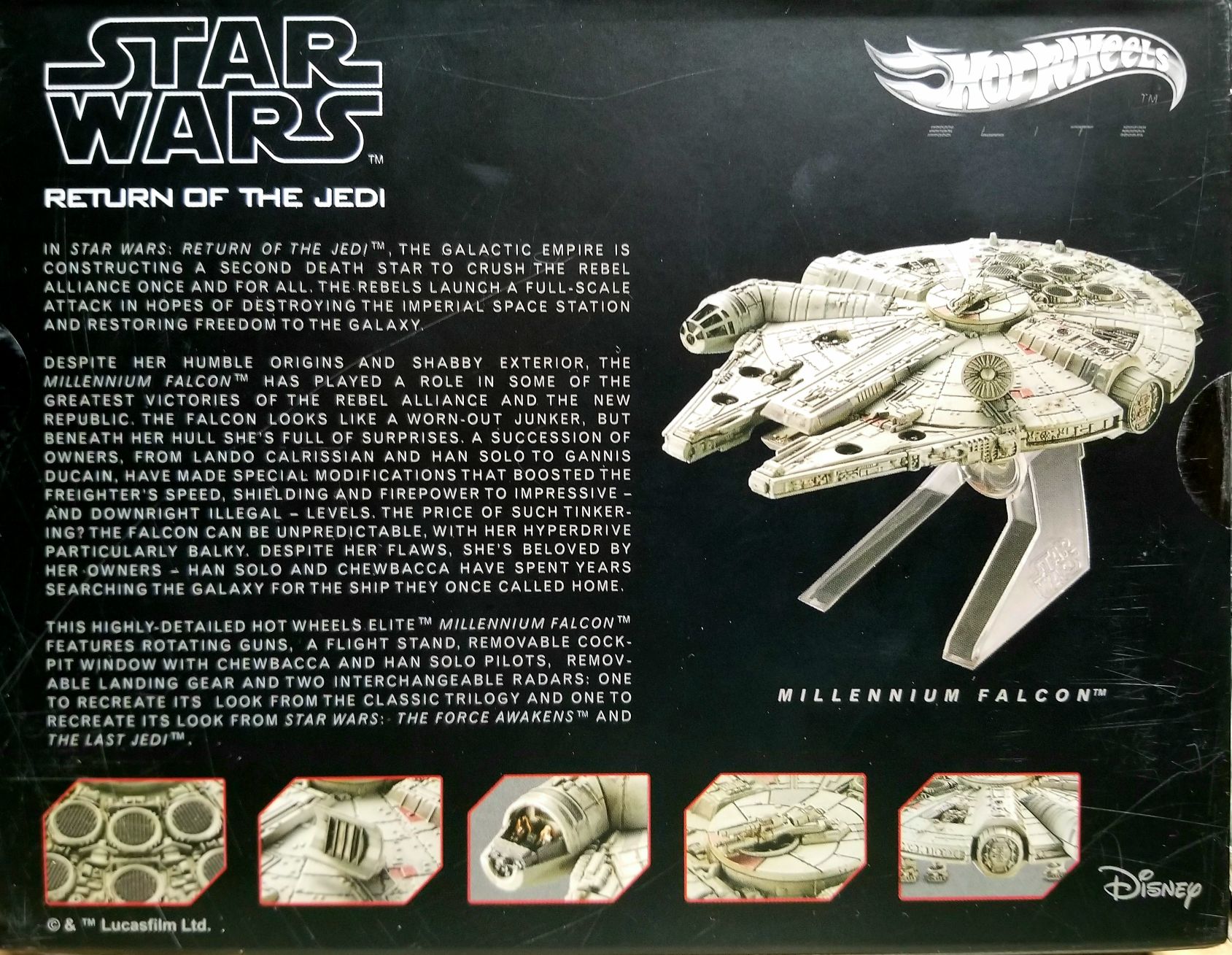 Hot Wheels Star Wars Vehicle Millennium Falcon Elite Boxed - Hot Wheels from Mattel (Star Wars Hot Wheels) action figure collectible [Barcode 0887961151602] - Main Image 2