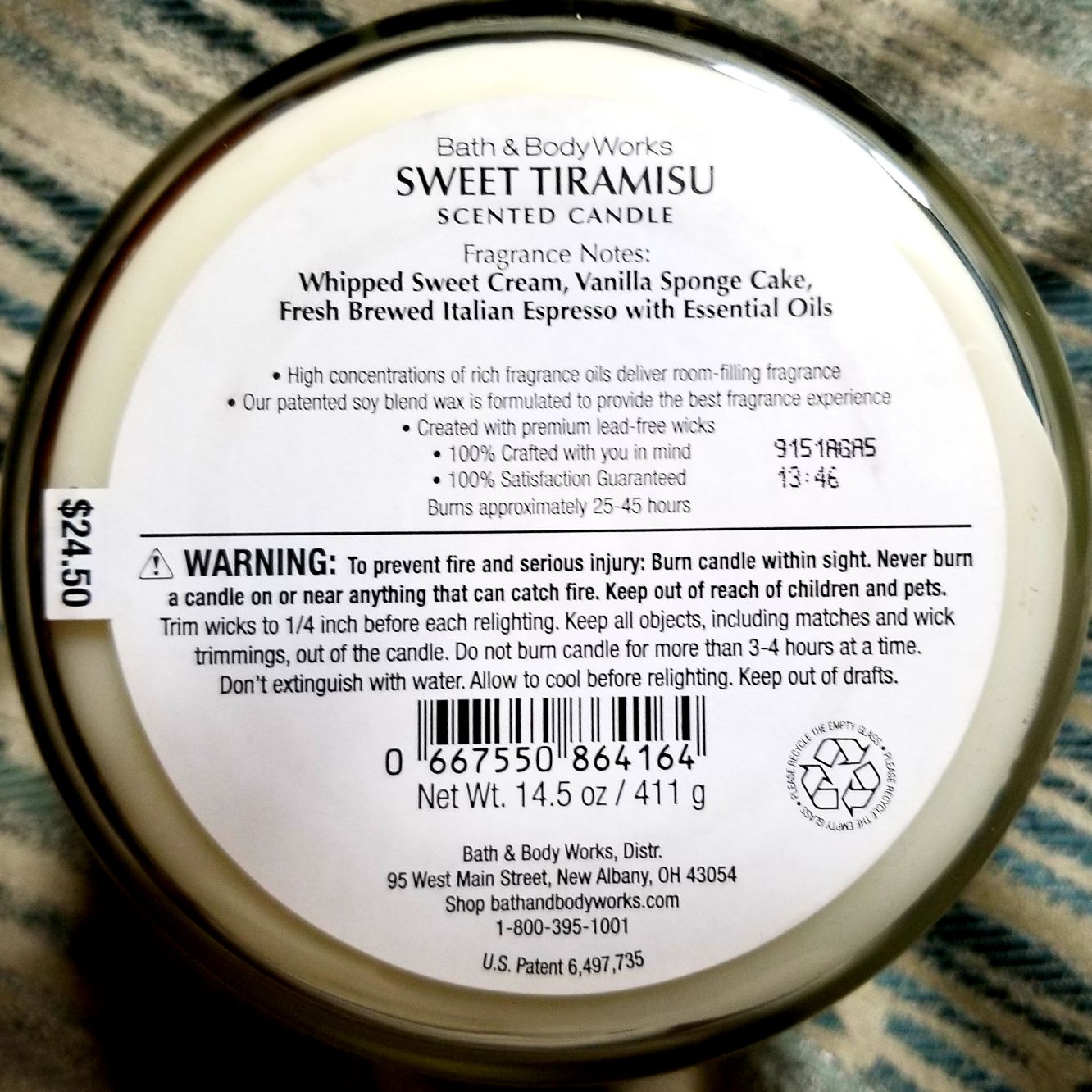 CANDLE: International Bath & Bodyworks Italy Ciao Bella Sweet Tiramisu 2019 - Bath & Bodyworks Candle (International Candles) action figure collectible [Barcode 667550864164] - Main Image 2