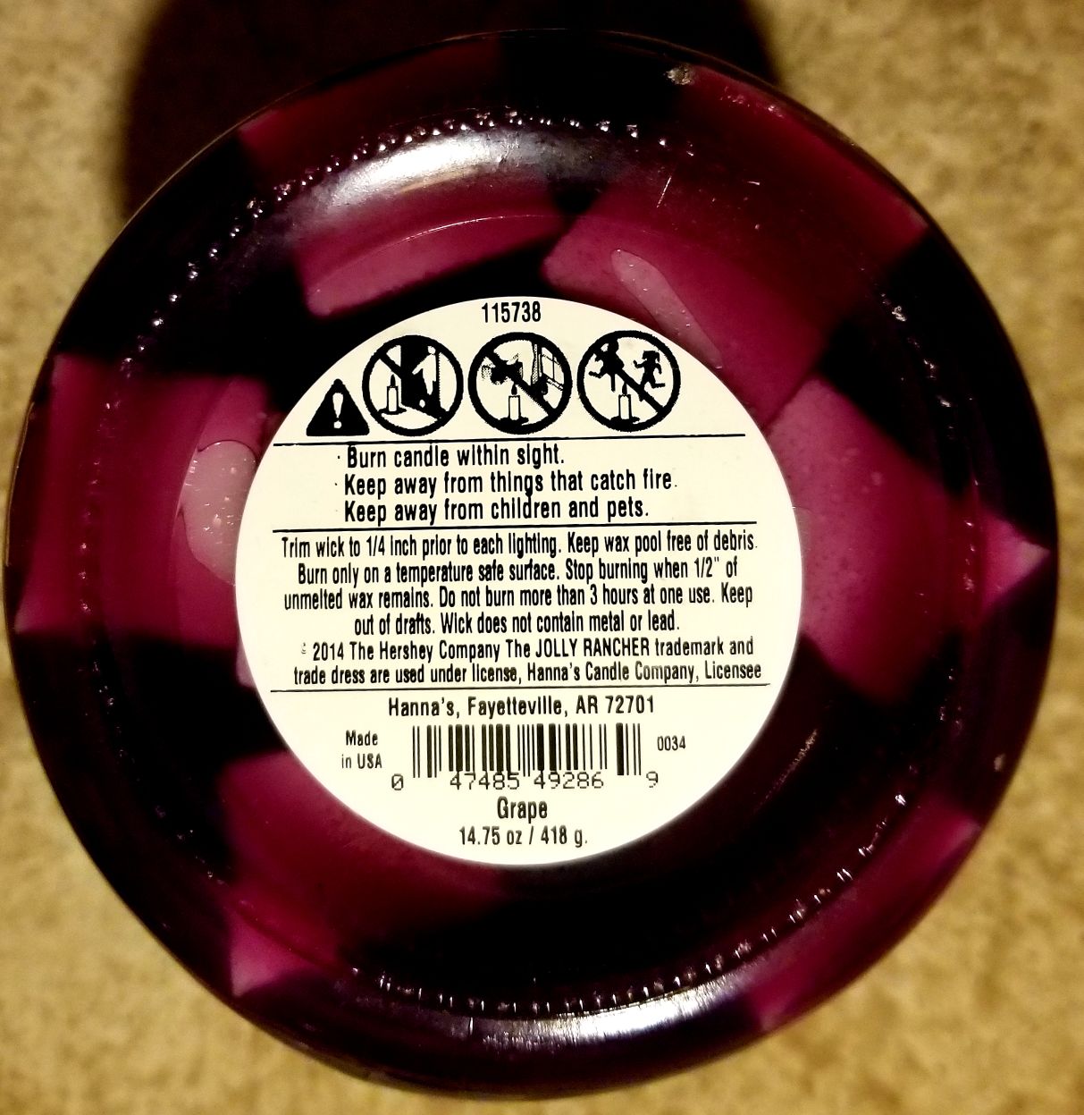 CANDLE: Candy Jolly Rancher jar Grape - Hanna’s Candle Company (Candy Candles) action figure collectible - Main Image 2