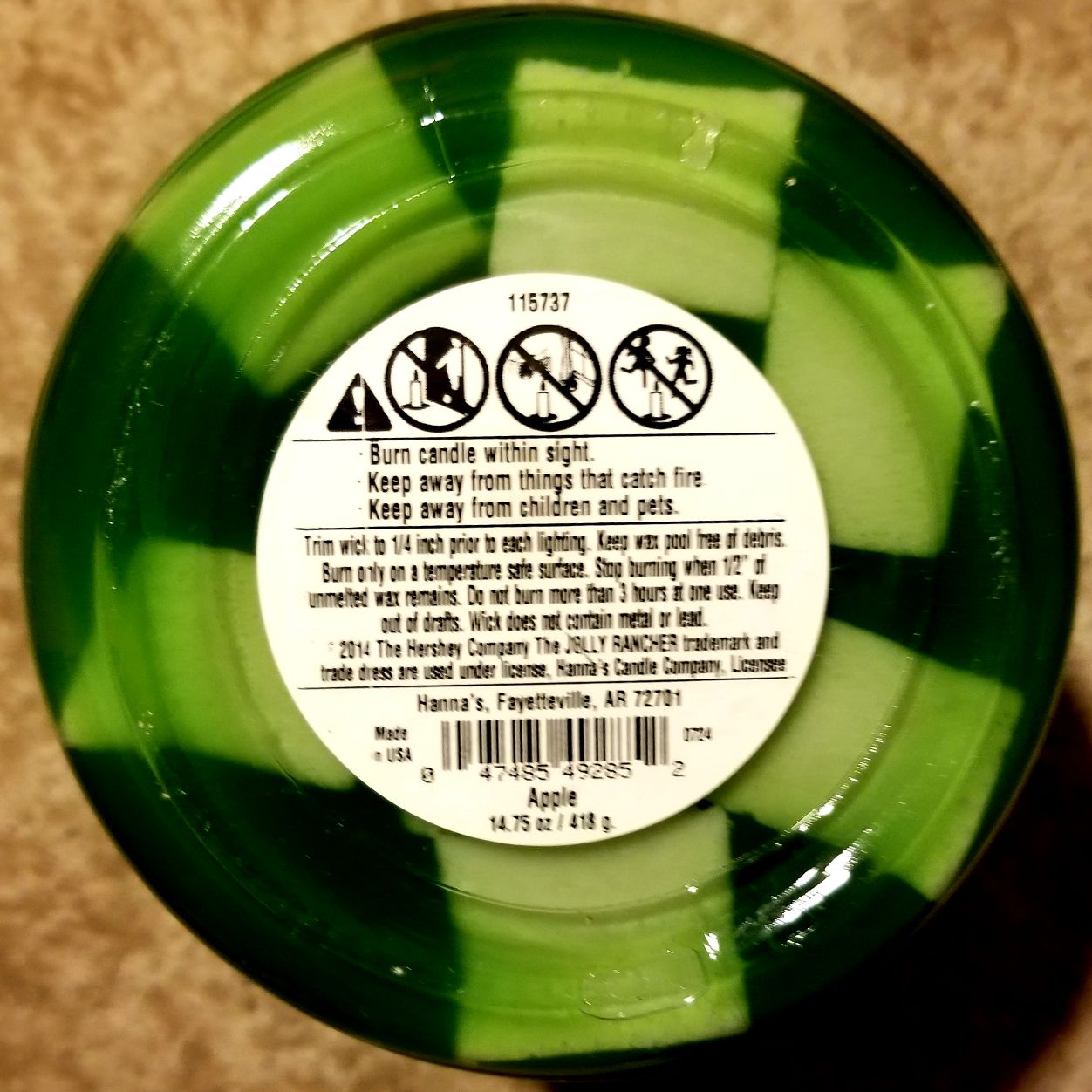 CANDLE: Candy Jolly Rancher jar Apple - Hanna’s Candle Company (Candy Candles) action figure collectible - Main Image 2