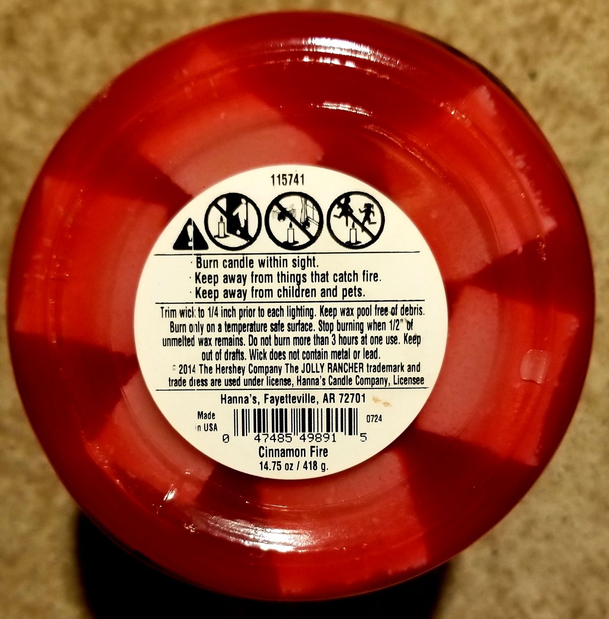 CANDLE: Candy Jolly Rancher jar Cinnamon Fire - Hanna’s Candle Company (Candy Candles) action figure collectible - Main Image 2