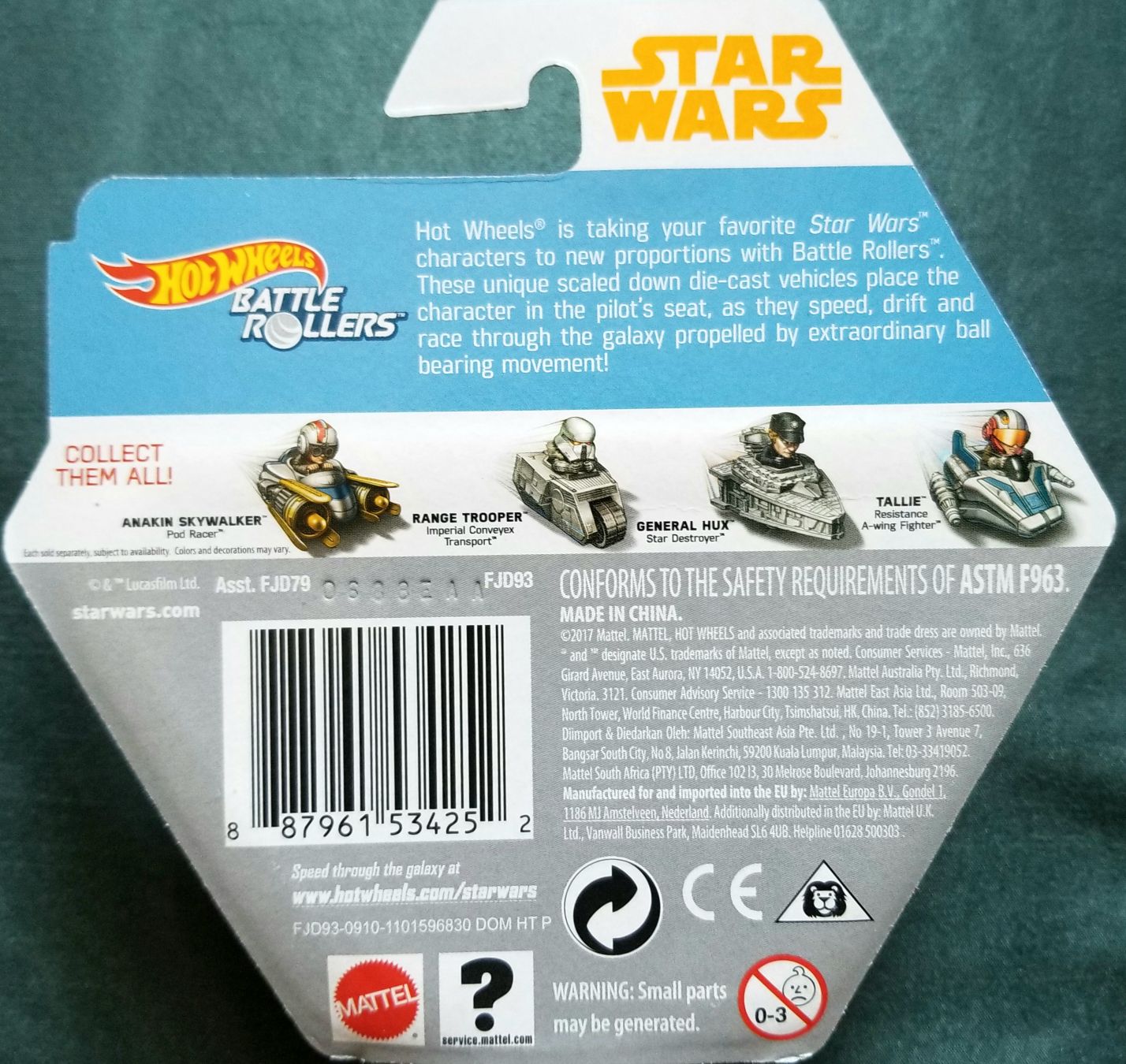 Hot Wheels Star Wars Battle Rollers Character Darth Maul SOLO: - Hot Wheels from Mattel (Star Wars Hot Wheels) action figure collectible [Barcode 887961534252] - Main Image 2