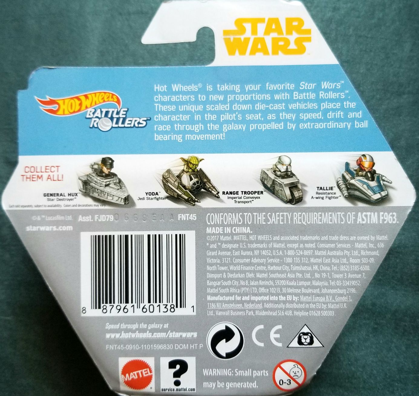 Hot Wheels Star Wars Battle Rollers Character Anakin Skywalker SOLO: - Hot Wheels from Mattel (Star Wars Hot Wheels) action figure collectible [Barcode 887961601381] - Main Image 2