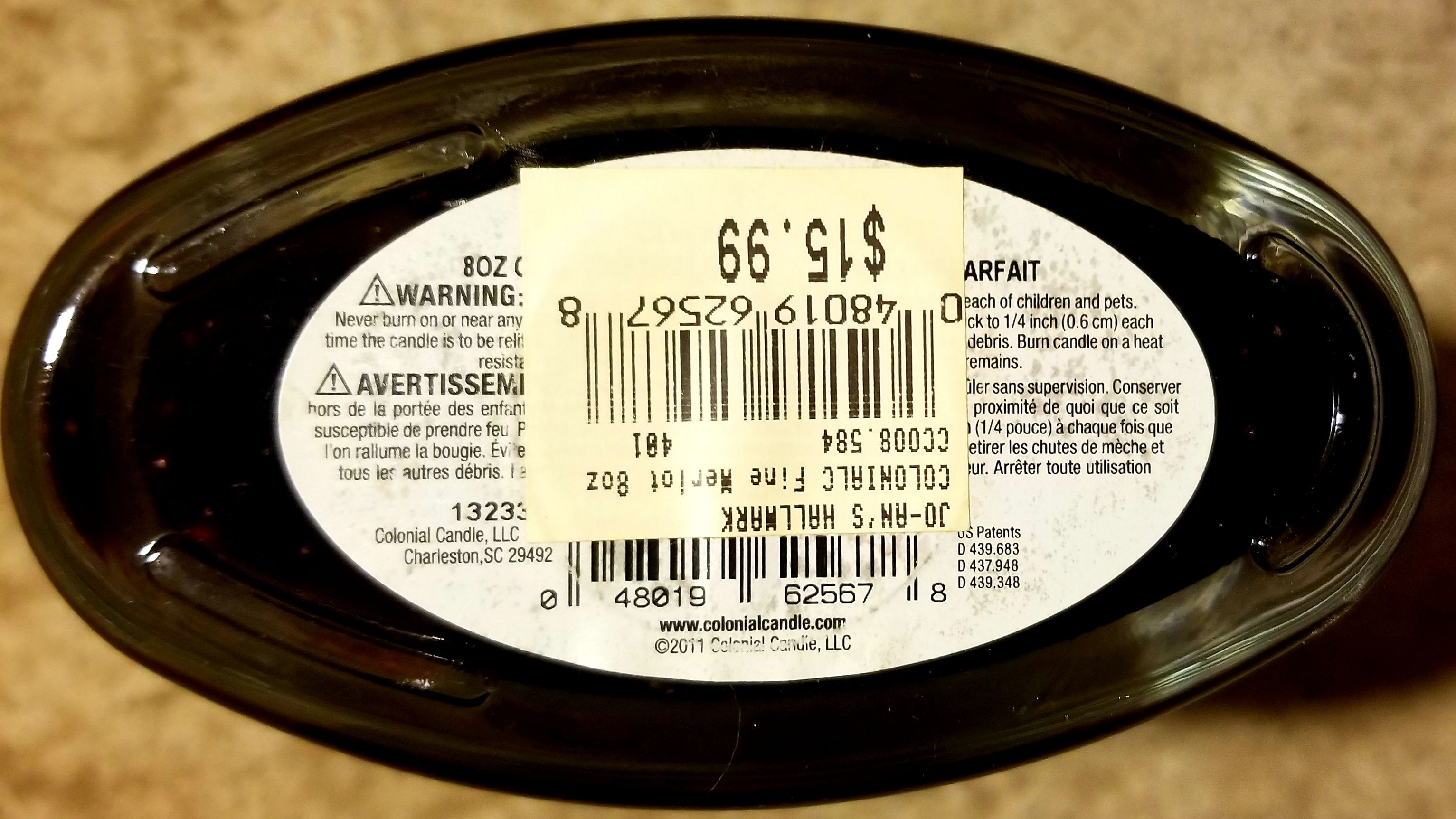 CANDLE: Wine Colonial Candle Fine Merlot - Colonial Candle (Wine & Sangria Candles) action figure collectible - Main Image 2