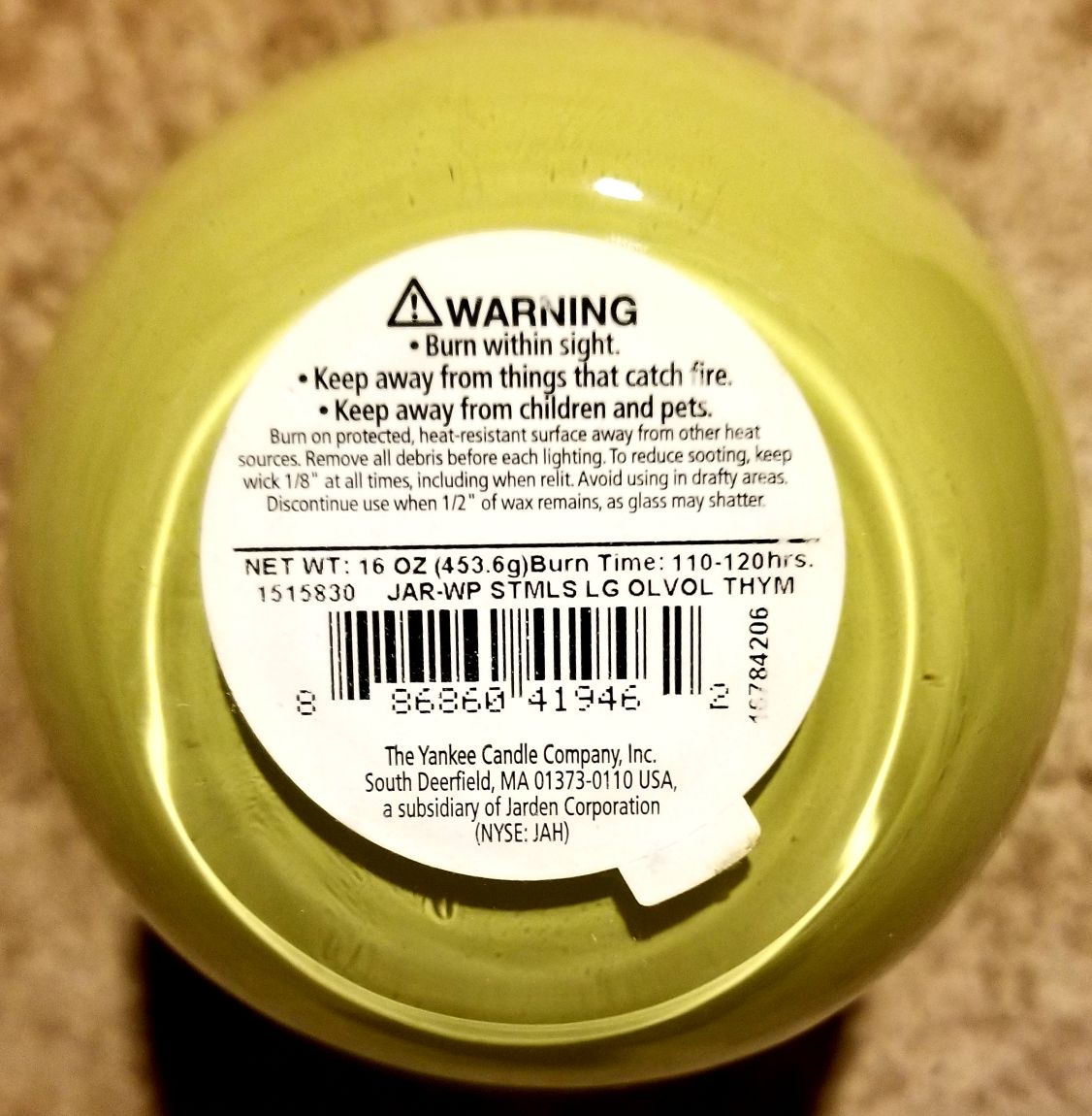 CANDLE: Wine Pairing Yankee Olive Oil & Thyme 2016 - Yankee Candle (Wine & Sangria Candles) action figure collectible - Main Image 2