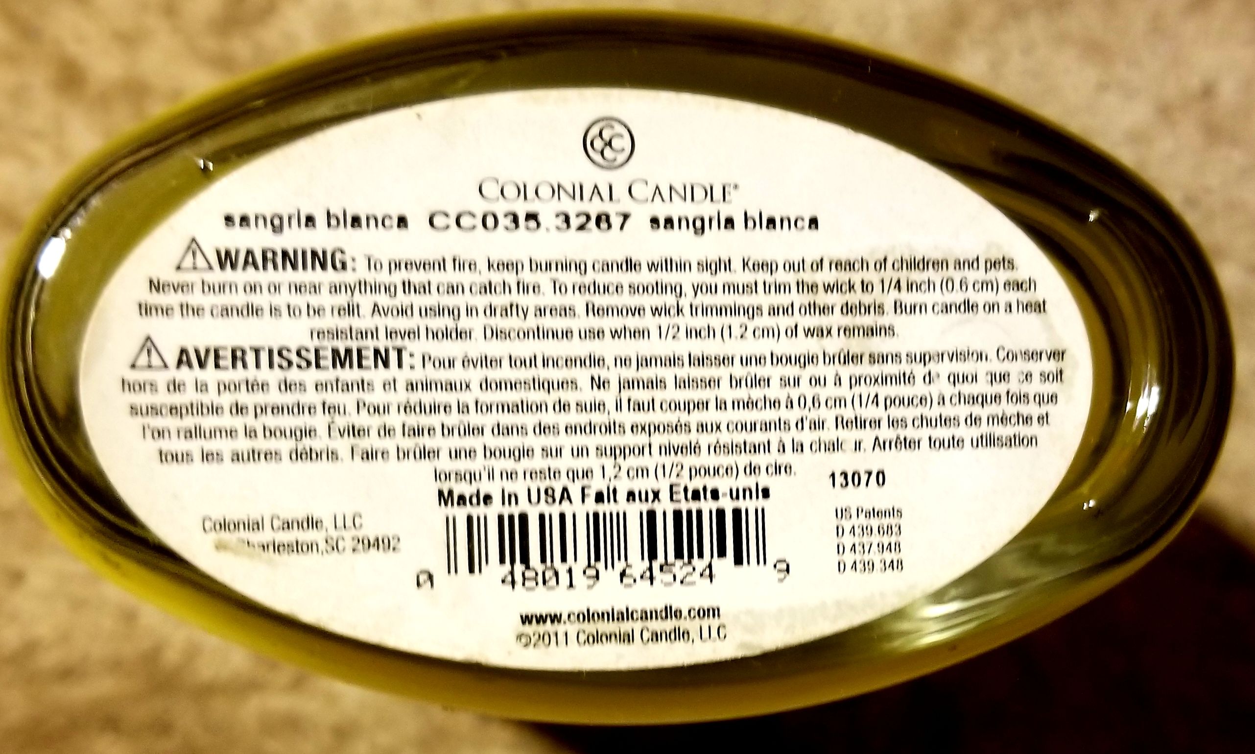 CANDLE: International Colonial Candle Barcelona Sangria Blanca Spain - Colonial Candle (International Candles) action figure collectible - Main Image 2