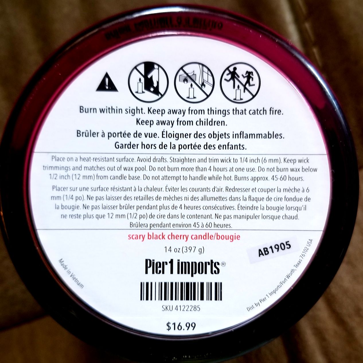 CANDLE: Halloween Pier 1 Imports Scary Cherry 2019 - Pier 1 Imports (Halloween Candle) action figure collectible - Main Image 2