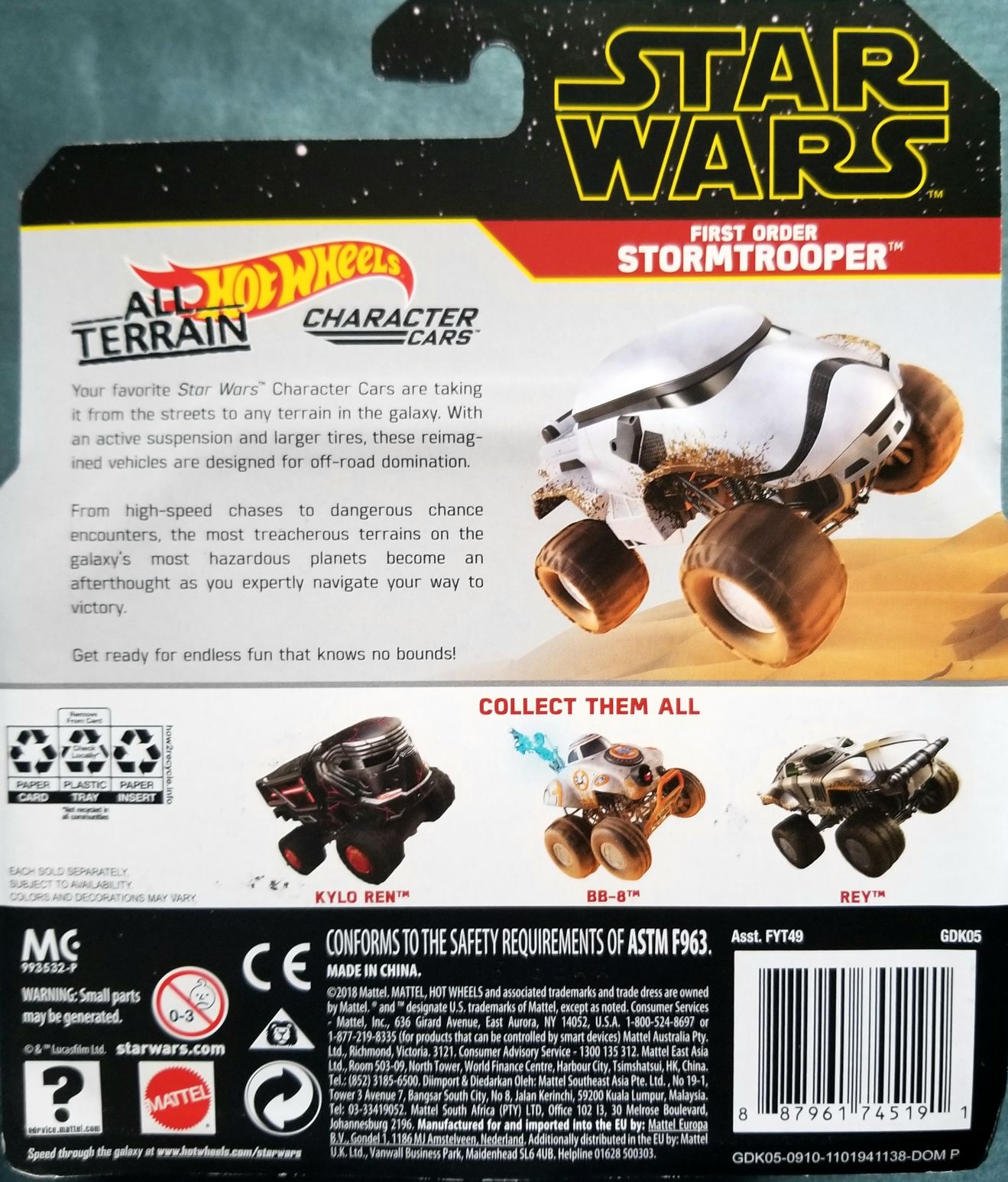 Hot Wheels Star Wars Character First Order Stormtrooper All Terrain TROS - Hot Wheels from Mattel (Star Wars Hot Wheels) action figure collectible [Barcode 887961745191] - Main Image 2