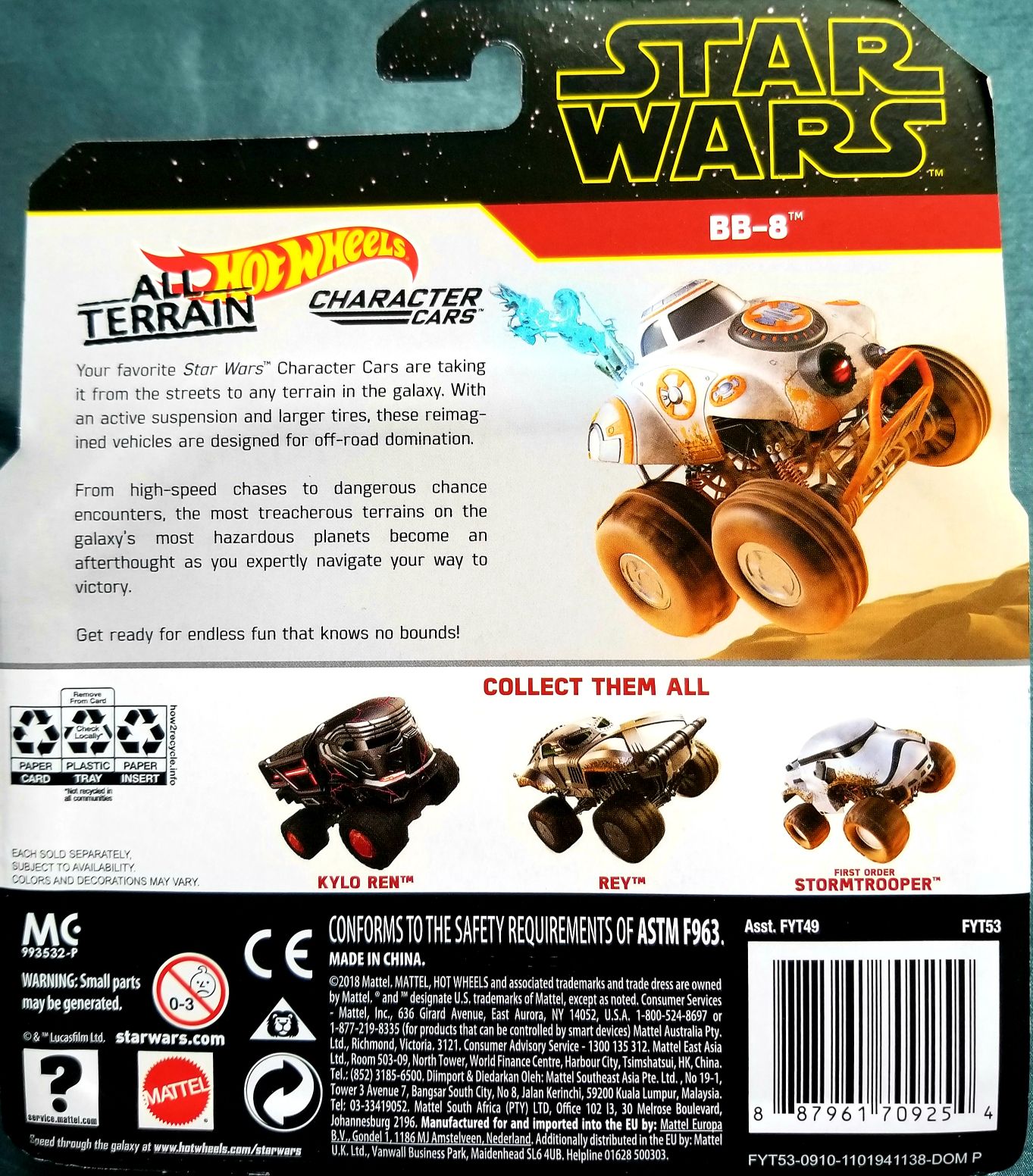 Hot Wheels Star Wars Character BB-8 TROS - Hot Wheels from Mattel (Star Wars Hot Wheels) action figure collectible [Barcode 887961709254] - Main Image 2