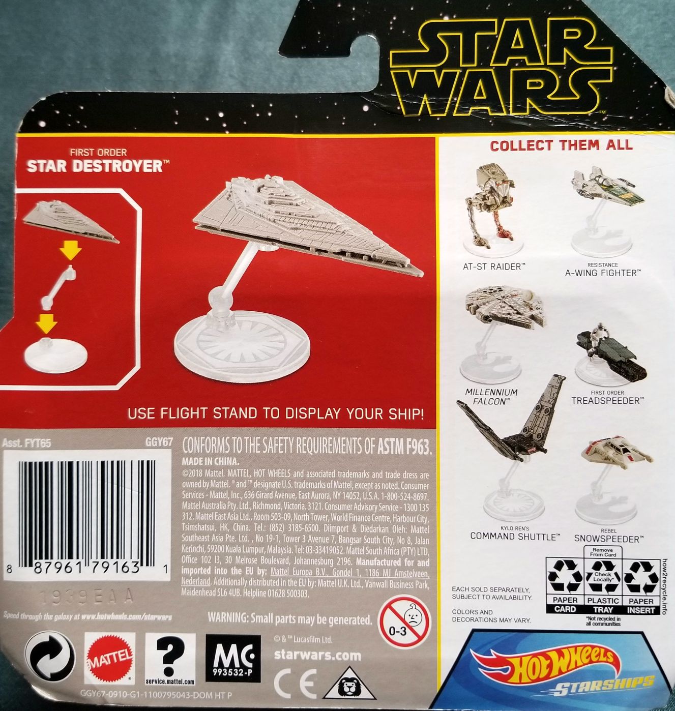 Hot Wheels Star Wars Vehicle First Order Star Destroyer TROS - Hot Wheels from Mattel (Star Wars Hot Wheels) action figure collectible [Barcode 887961791631] - Main Image 2