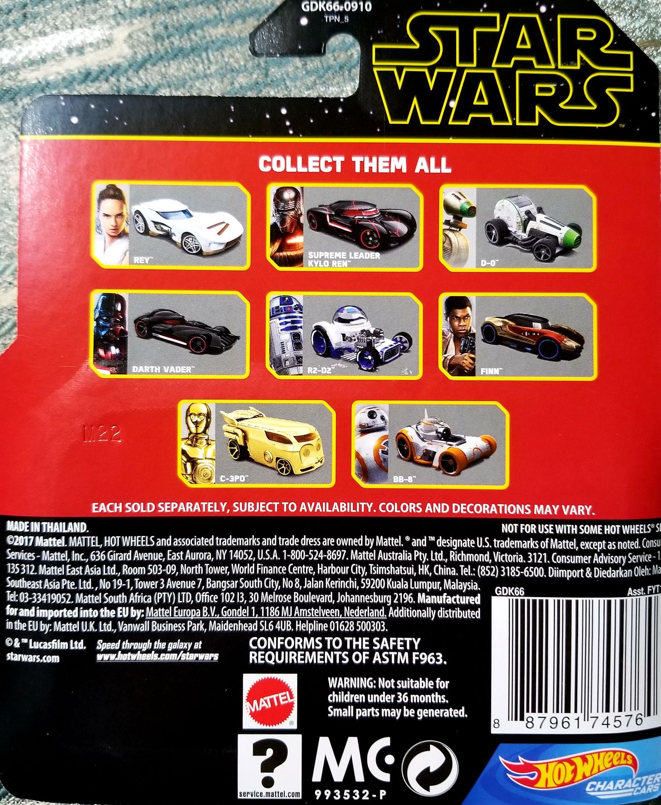 Hot Wheels Star Wars Character First Order Stormtrooper TROS - Hot Wheels from Mattel (Star Wars Hot Wheels) action figure collectible [Barcode 887961745764] - Main Image 2