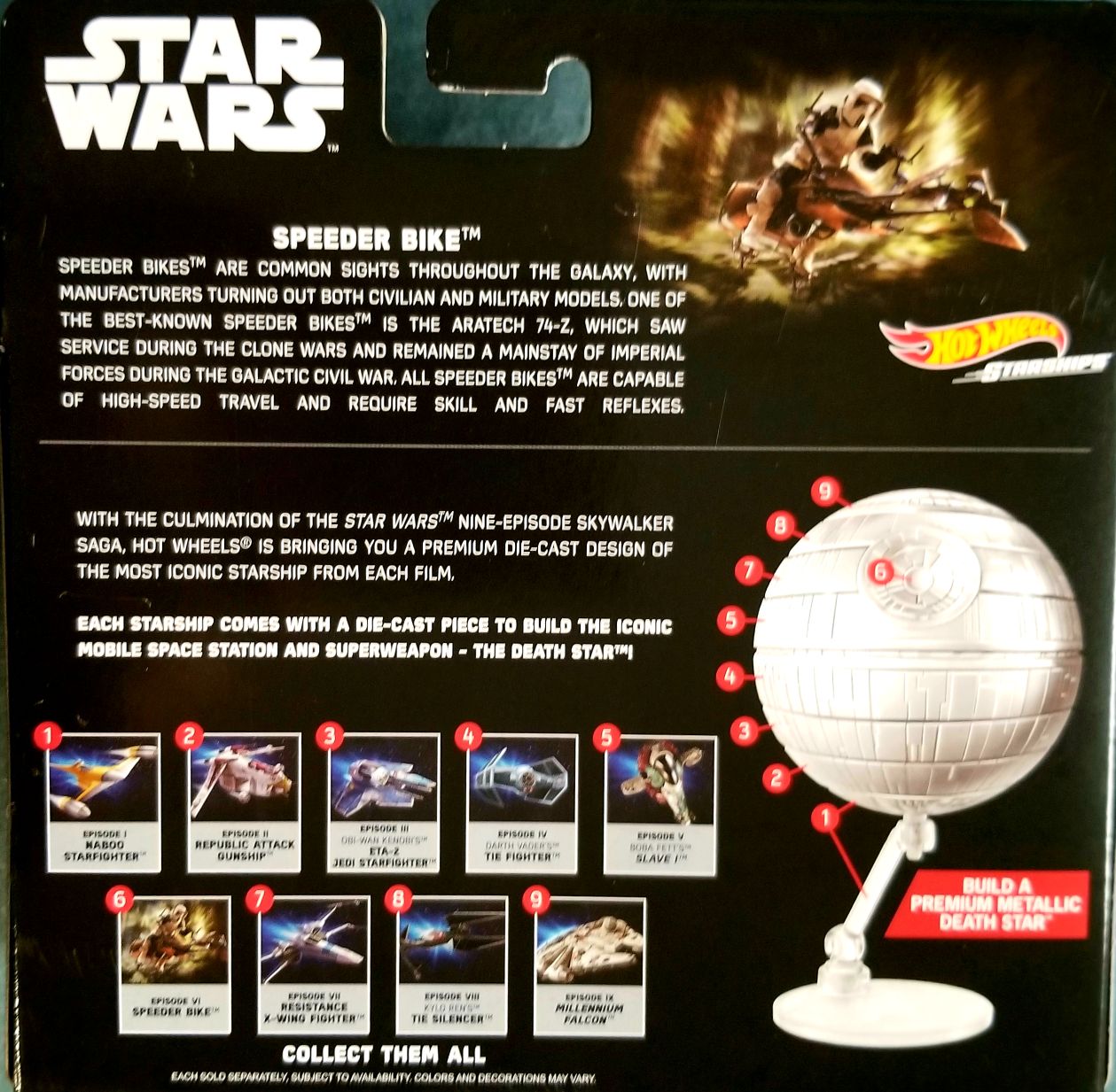 Hot Wheels Star Wars Vehicle Commemorative Series Speeder Bike - Hot Wheels from Mattel (Star Wars Hot Wheels) action figure collectible [Barcode 887961709506] - Main Image 2