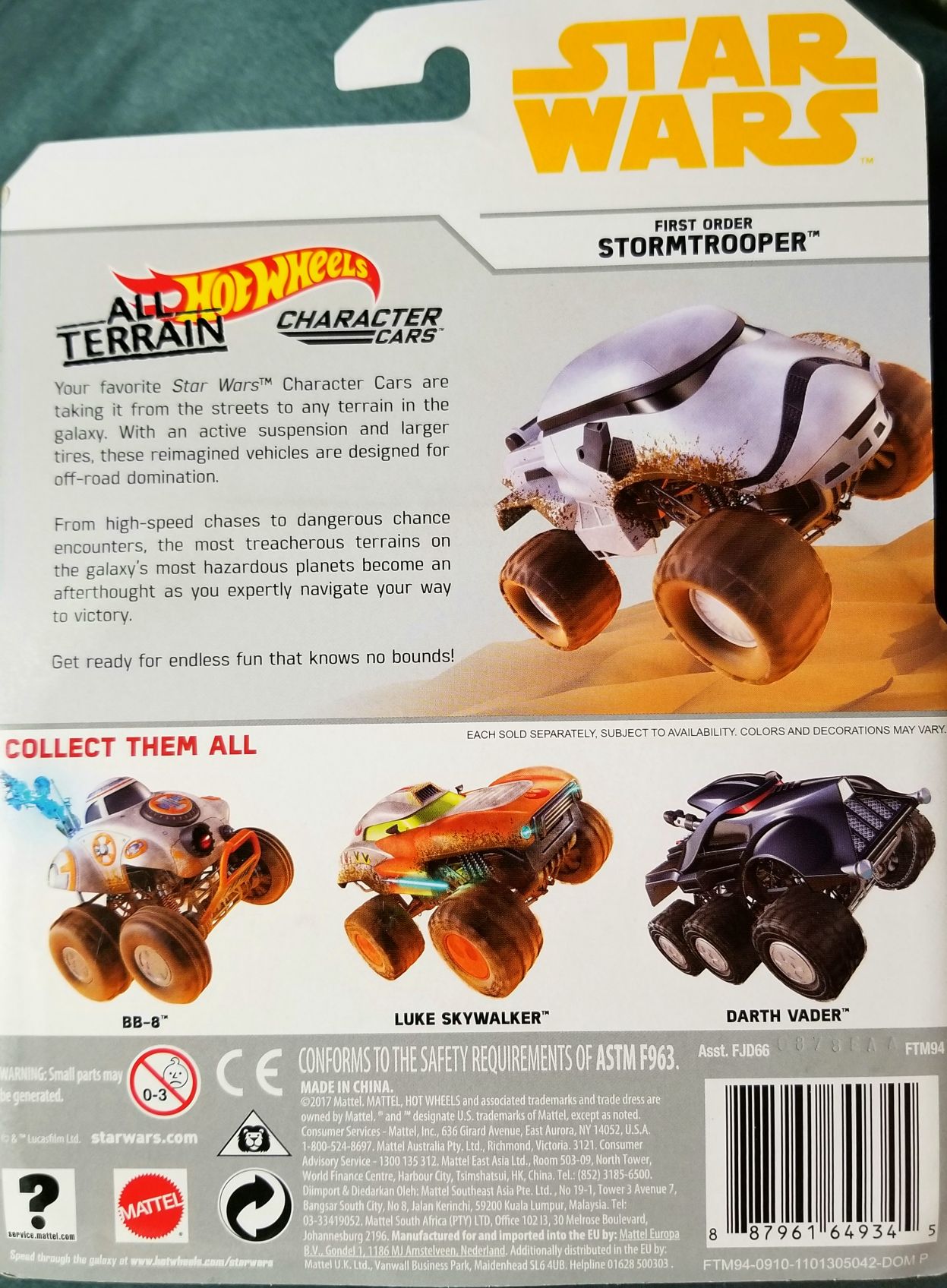 Hot Wheels Star Wars Character First Order Stormtrooper All Terrain SOLO: - Hot Wheels from Mattel (Star Wars Hot Wheels) action figure collectible [Barcode 887961649345] - Main Image 2
