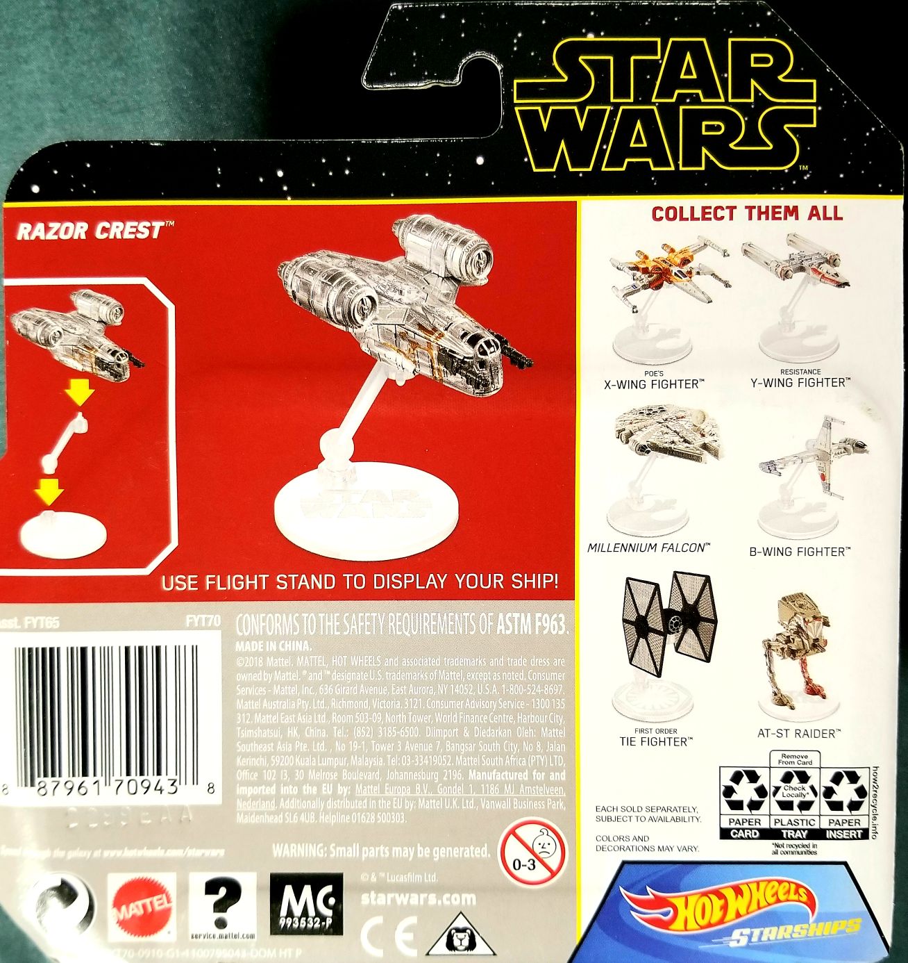 Hot Wheels Star Wars Vehicle Razor Crest MANDO - Hot Wheels from Mattel (Star Wars Hot Wheels) action figure collectible [Barcode 887961709438] - Main Image 2