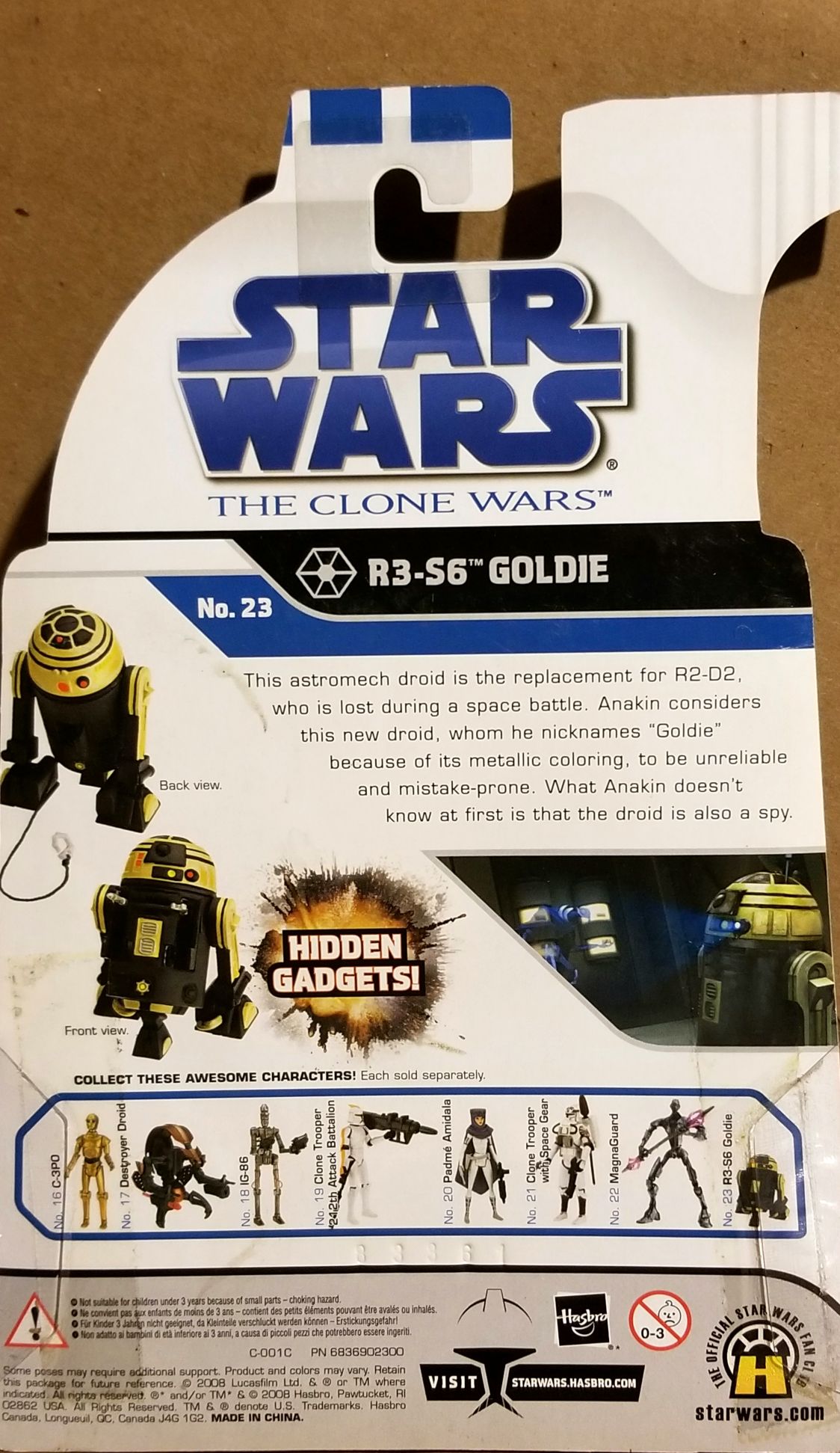 Clone Wars figure 3.75: R3-S6 (Goldie) - Hasbro (Star Wars The Clone Wars Animated series) action figure collectible - Main Image 2