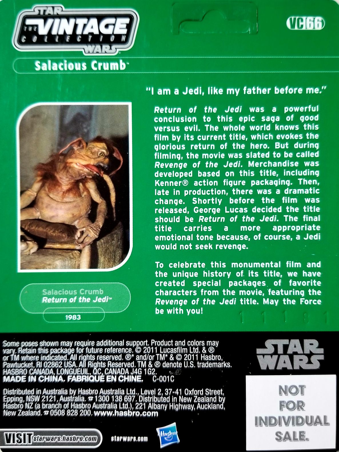 Salacious Crumb - Hasbro (Star Wars: Revenge of the Jedi) action figure collectible - Main Image 2