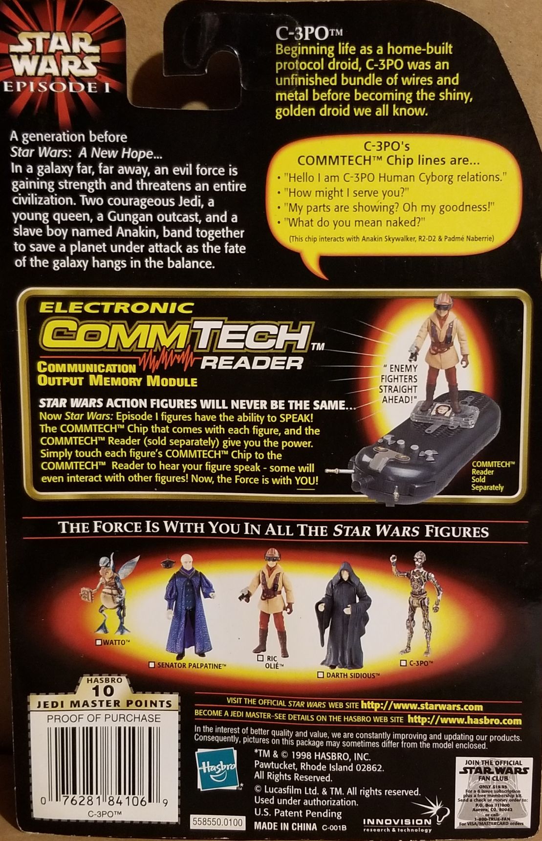 Phantom Menace figure 3.75 - C-3PO TPM - Hasbro (Star Wars Episode I The Phantom Menace) action figure collectible - Main Image 2