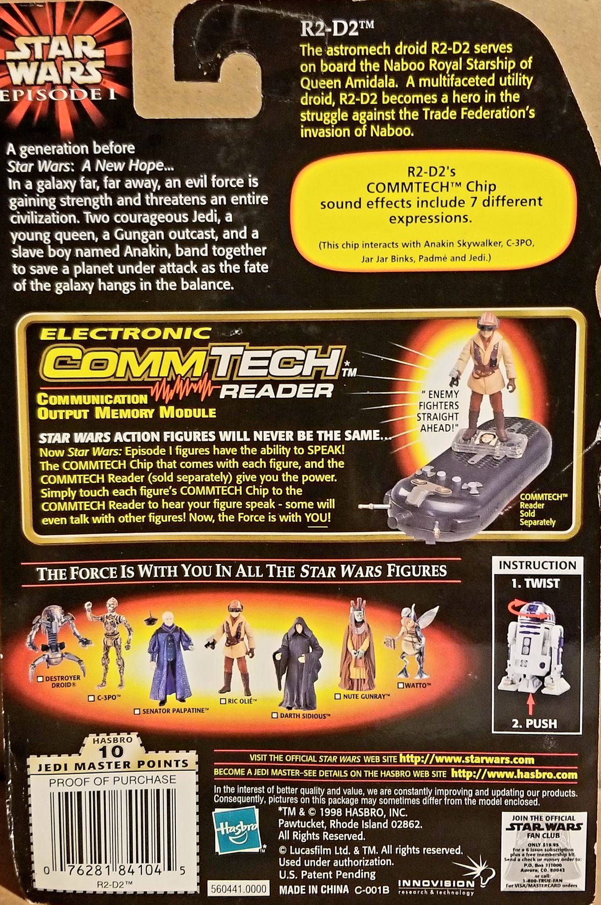 Phantom Menace figure 3.75 - R2-D2 (Booster Rockets) TPM - Hasbro (Star Wars Episode I The Phantom Menace) action figure collectible - Main Image 2