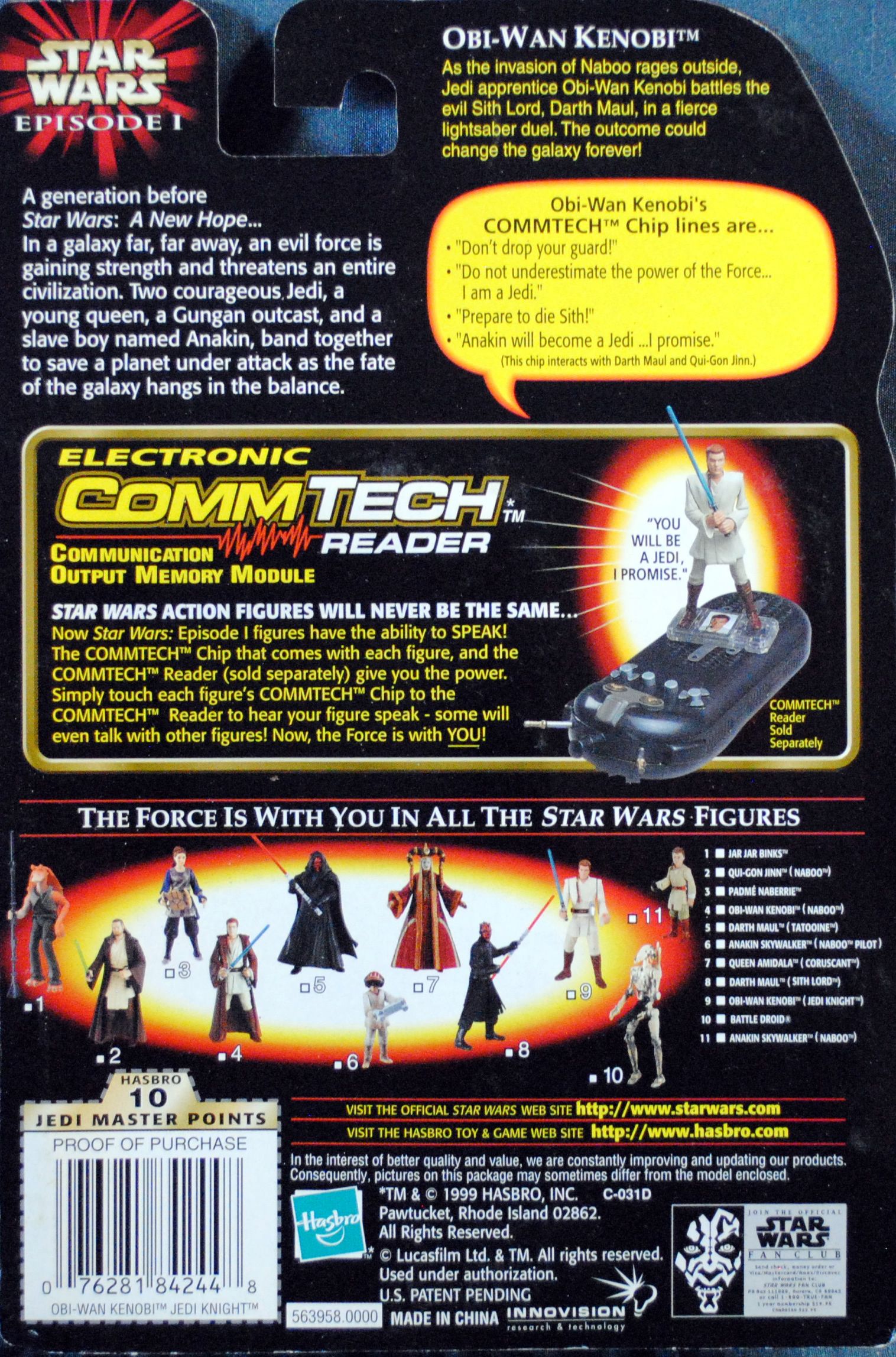 Phantom Menace figure 3.75 - Obi-wan Kenobi (Jedi Knight ) TPM - Hasbro (Star Wars Episode I The Phantom Menance) action figure collectible [Barcode 0076281842448] - Main Image 2