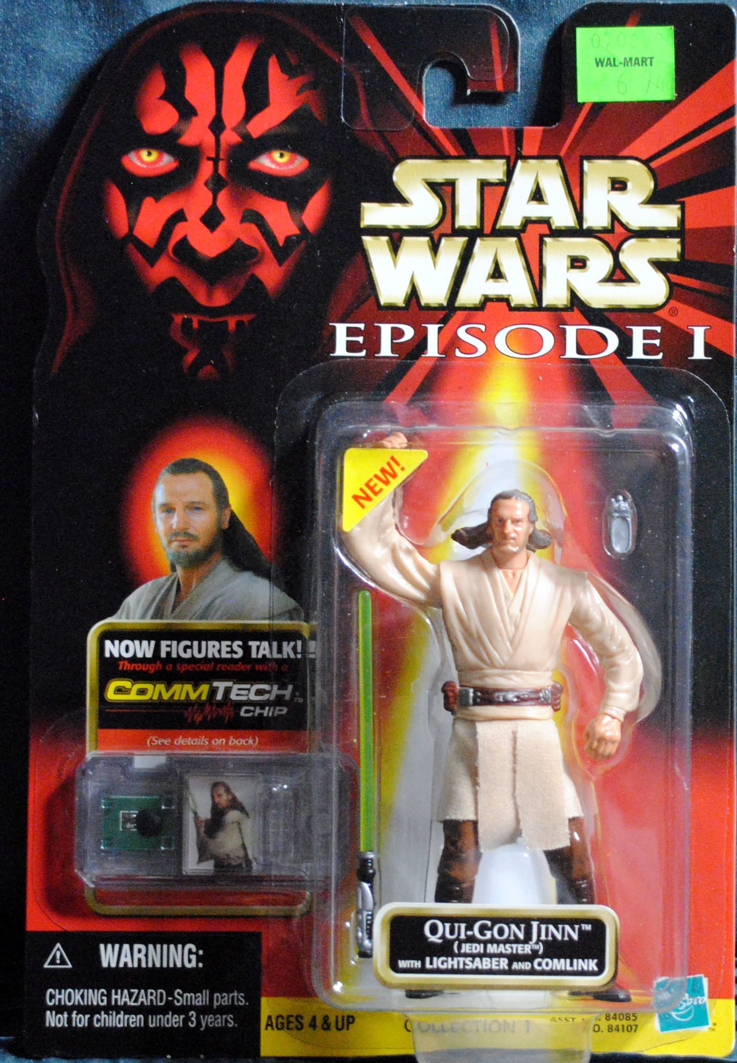 Phantom Menace figure 3.75 - Qui-gon Jinn Jedi Master TPM - Hasbro (Star Wars Episode I The Phantom Menace) action figure collectible [Barcode 0076930841075] - Main Image 1