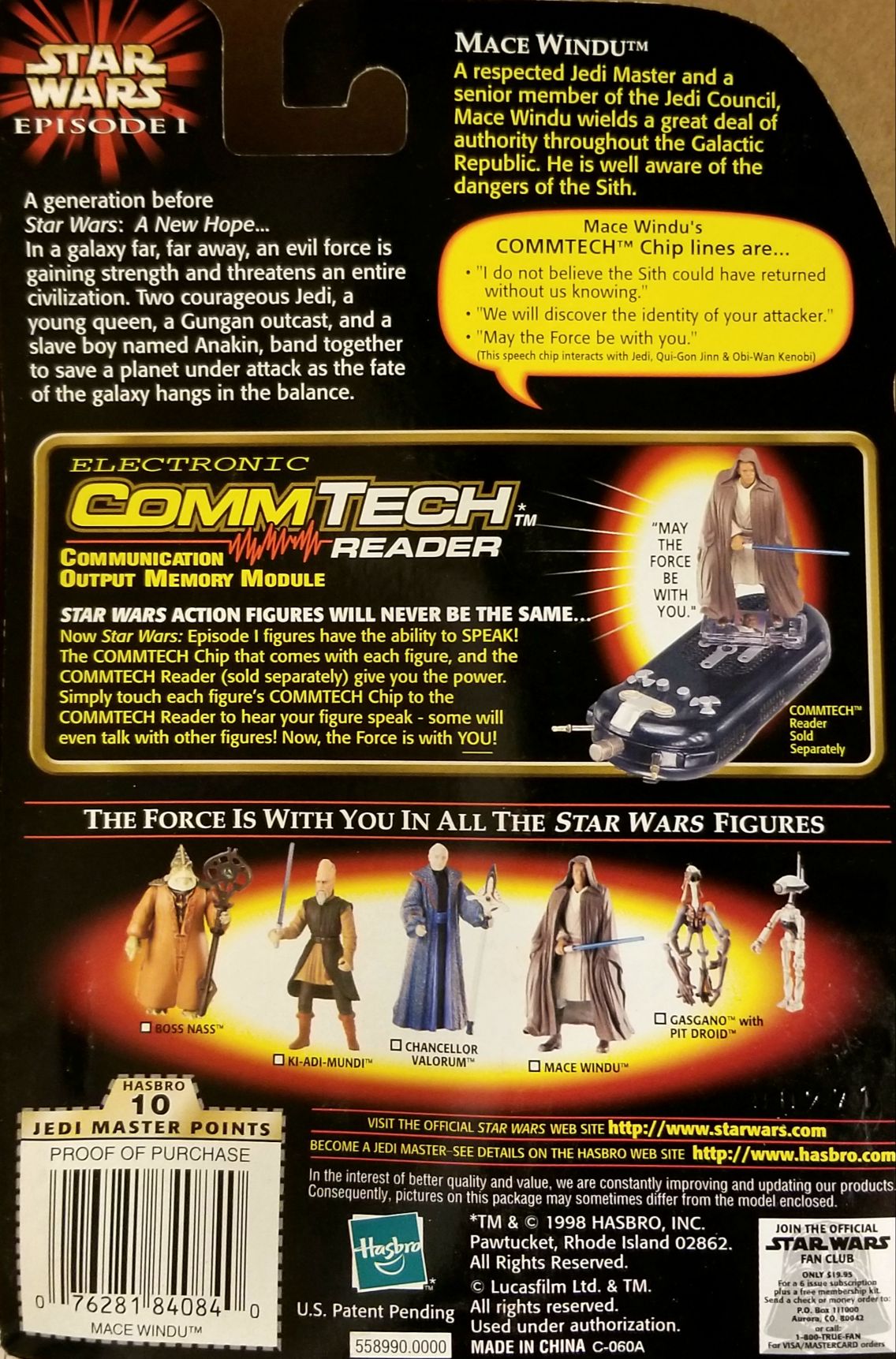 Phantom Menace figure 3.75 - Mace Windu TPM - Hasbro (Star Wars Episode I The Phantom Menace) action figure collectible - Main Image 2