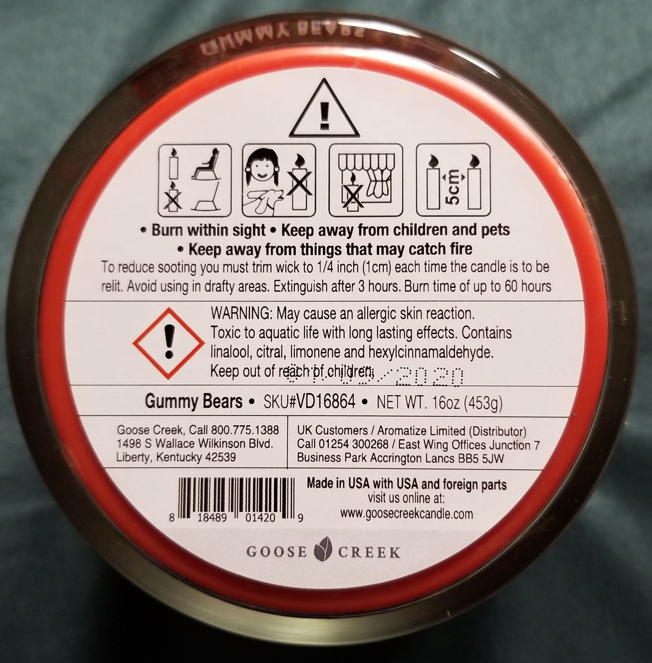 CANDLE: Candy Goose Creek- Gummy Bears 2020 - Goose Creek Candle (Food Candles) action figure collectible [Barcode 818489014209] - Main Image 2