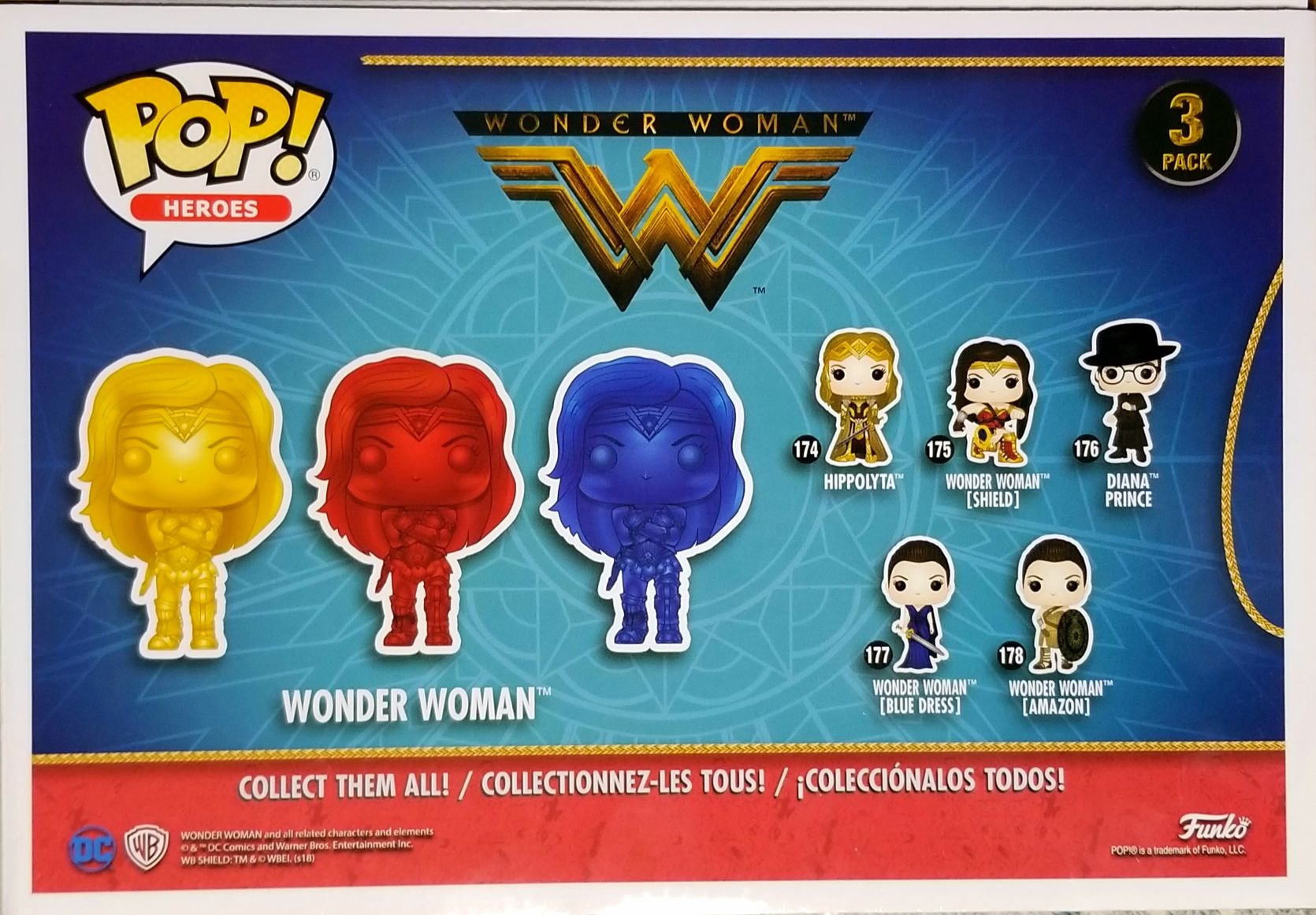 Funko Pop! Movies: Wonder Woman Movie Wonder Woman Metallic color 3 pack - Funko (Wonder Woman Movie) action figure collectible [Barcode 0889698300940] - Main Image 2