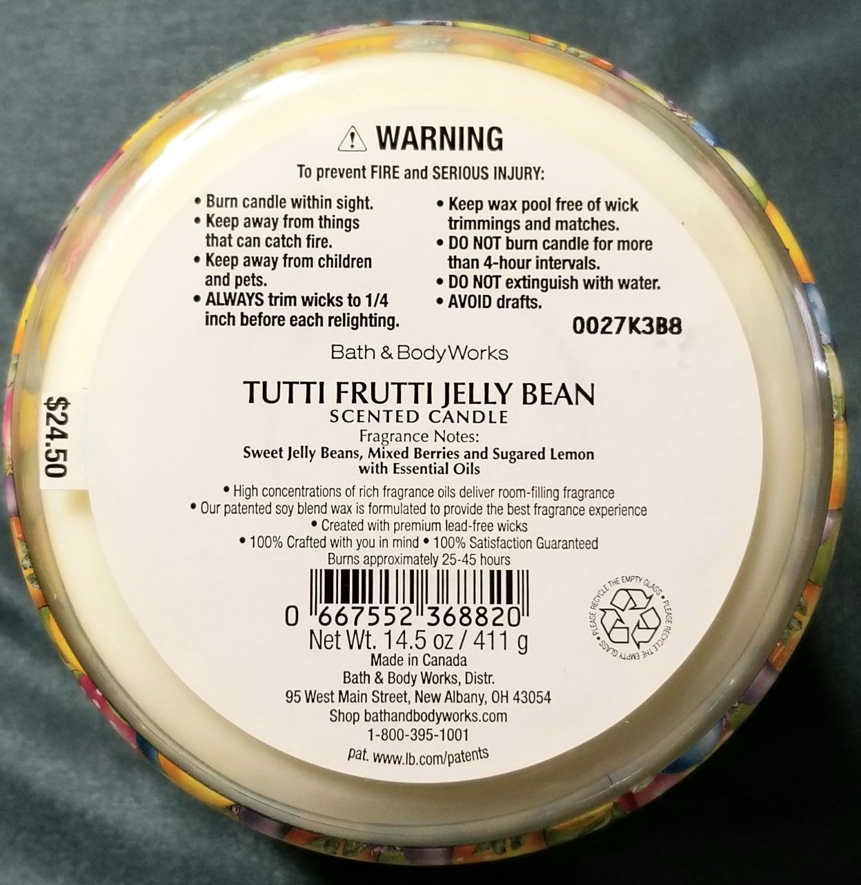 CANDLE: Easter Bath and Bodyworks Happy Easter Tutti Frutti Jelly Bean 2020 - Bath & Bodyworks Candle (Easter Candles) action figure collectible [Barcode 667552368820] - Main Image 2