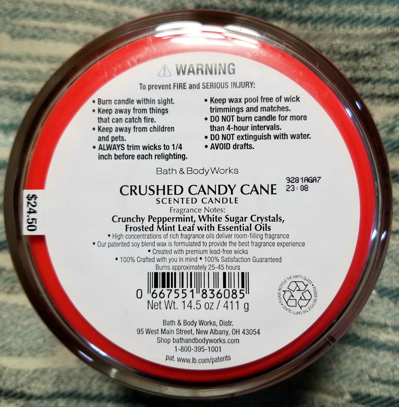 CANDLE: Christmas Bath & Bodyworks Elf Village Crushed Candy Cane  2019 - Bath & Bodyworks Candle (Christmas Candles) action figure collectible - Main Image 2