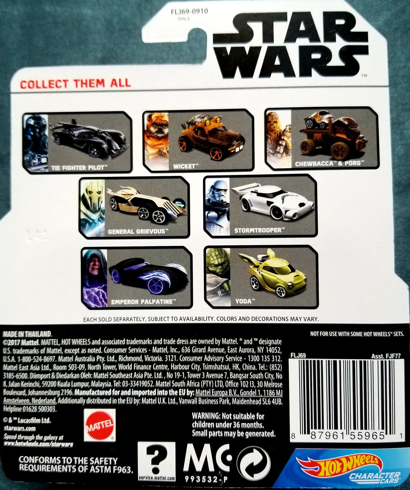 Hot Wheels Star Wars Character Darth Maul White Card TPM - Hot Wheels from Mattel (Star Wars Hot Wheels) action figure collectible [Barcode 887961559651] - Main Image 2