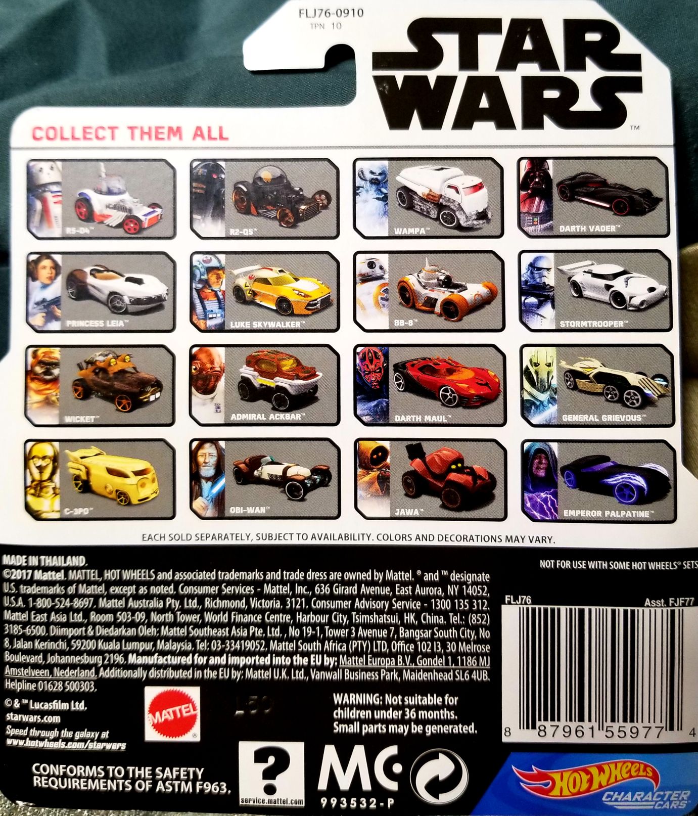 Hot Wheels Star Wars Character Jar Jar Binks White Card TPM - Hot Wheels from Mattel (Star Wars Hot Wheels) action figure collectible [Barcode 0887961559774] - Main Image 2