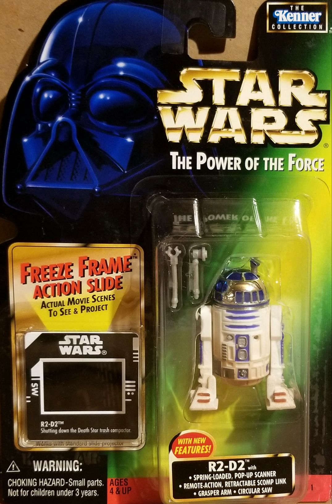 Power Of The Force Green figure 3.75 R2-D2 (With pop up scanner) - Hasbro / Kenner (Star Wars Episode IV A New Hope) action figure collectible - Main Image 1