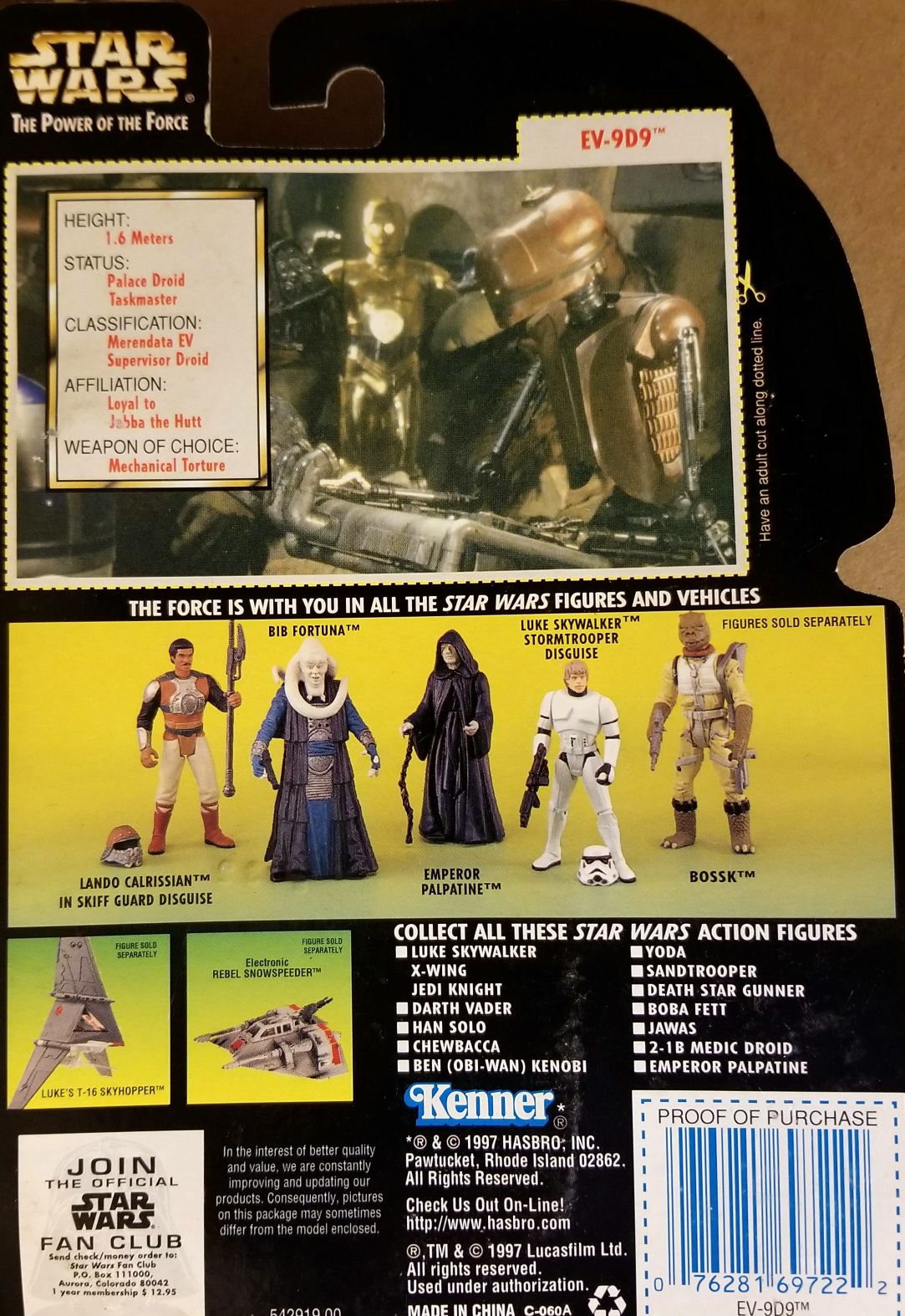 Power Of The Force 2 Green Figure 3.75 - EV-9D9 ROTJ HologramCard - Hasbro / Kenner (Star Wars Episode VI Return Of The Jedi) action figure collectible - Main Image 2