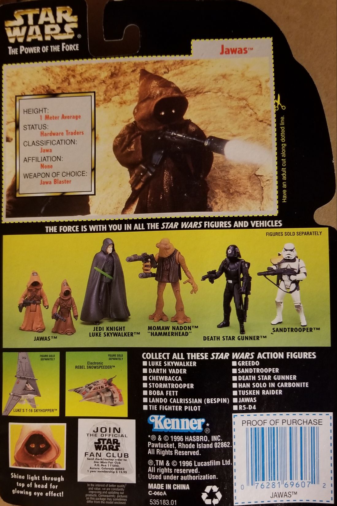 Power Of The Force 2 Green Figure 3.75 - Jawas ANH PhotoCard - Hasbro / Kenner (Star Wars Episode IV A New Hope) action figure collectible - Main Image 2