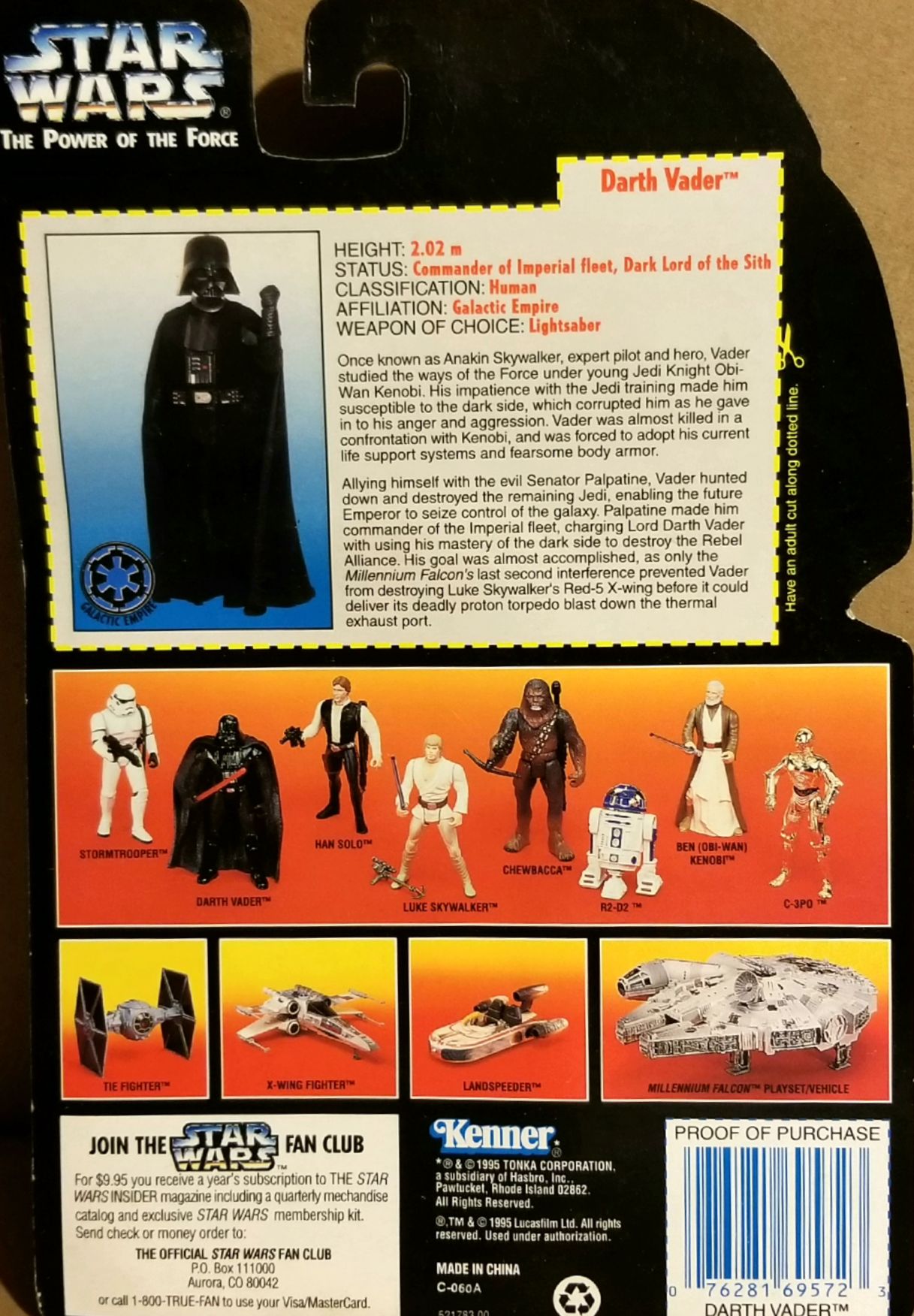 Power of the Force Red Figure - 3.75 Darth Vader ANH - Hasbro / Kenner (Star Wars Episode IV A New Hope) action figure collectible - Main Image 2
