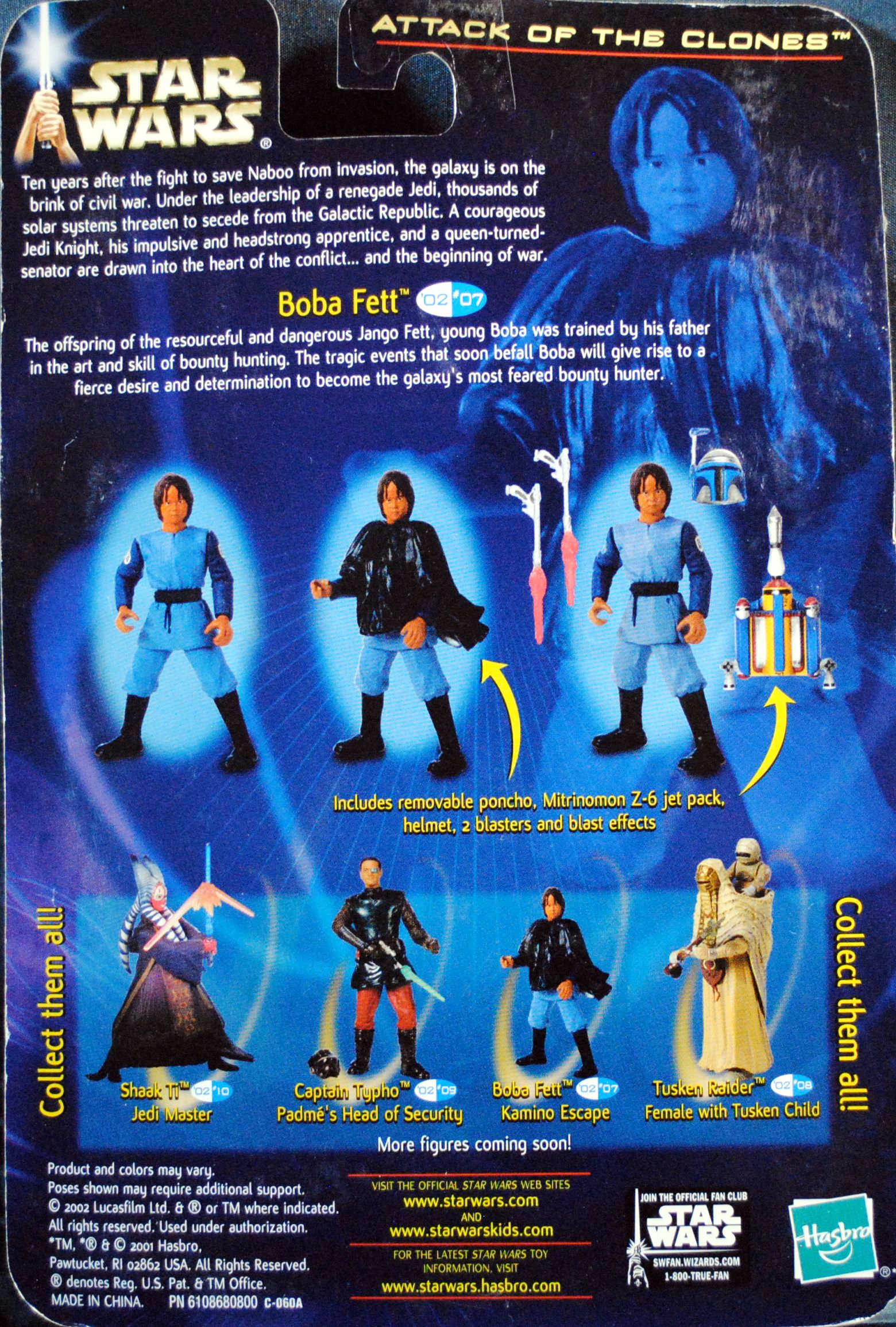 Attack of the Clones: Star Wars Figure 3.75 Young Boba Fett - Hasbro (Star Wars - Attack Of The Clones) action figure collectible [Barcode 0076930848630] - Main Image 2