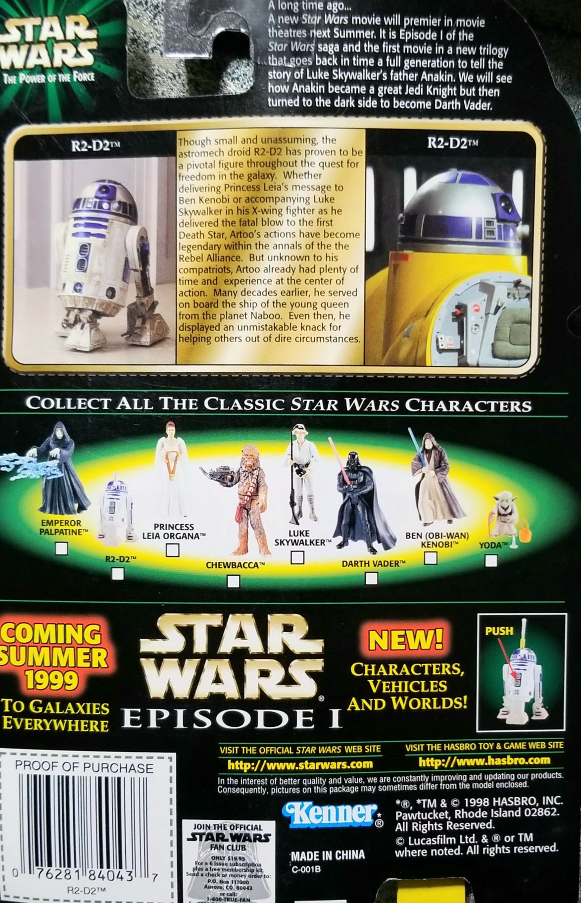 Power Of The Force 2 Green Figure 3.75 - R2-D2 With Launching Lightsaber ROTJ FLASHBACKCARD - Hasbro (Stsr Wars Episode VI Return Of The Jedi) action figure collectible [Barcode 0076281840437] - Main Image 2