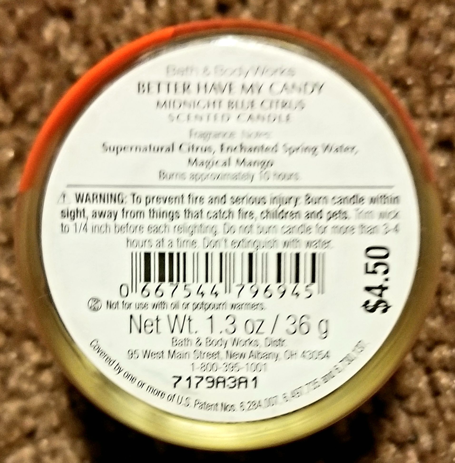 CANDLE: Halloween Bath & Bodyworks Better Have My Candy Midnight Blue Citrus mini 2017 - Bath & Bodyworks Candle (Halloween Candle) action figure collectible - Main Image 2