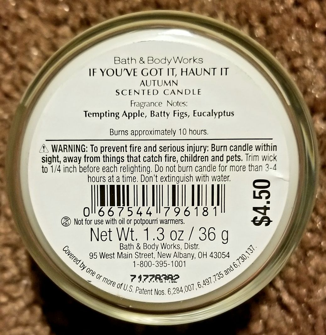 CANDLE: Halloween Bath & Bodyworks If You Got It, Haunt It  (Autumn) Mini 2017 - Bath & Bodyworks Candle (Halloween Candle) action figure collectible - Main Image 2