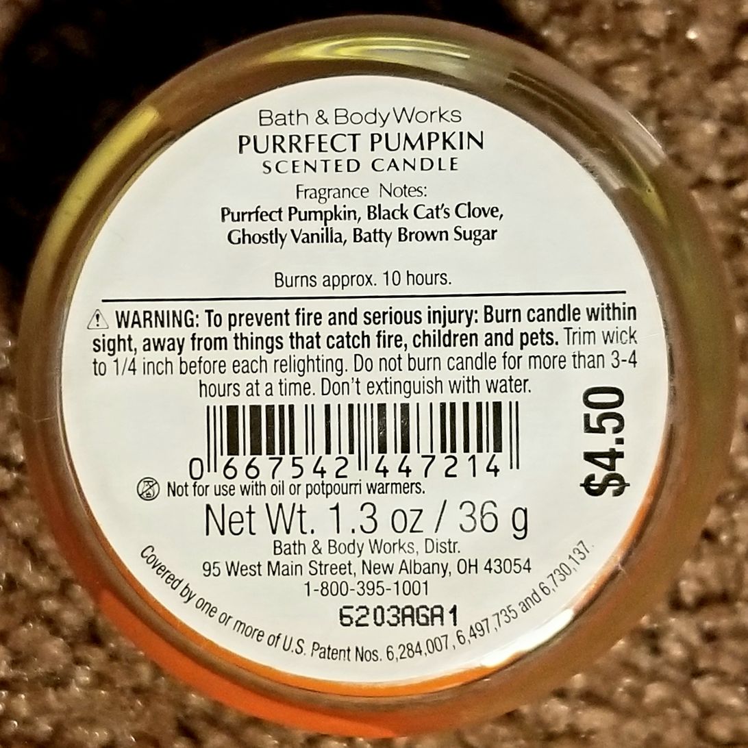 CANDLE: Halloween Bath & Bodyworks Purr fect Pumpkin Mini 2016 - Bath & Bodyworks Candle (Halloween Candle) action figure collectible - Main Image 2