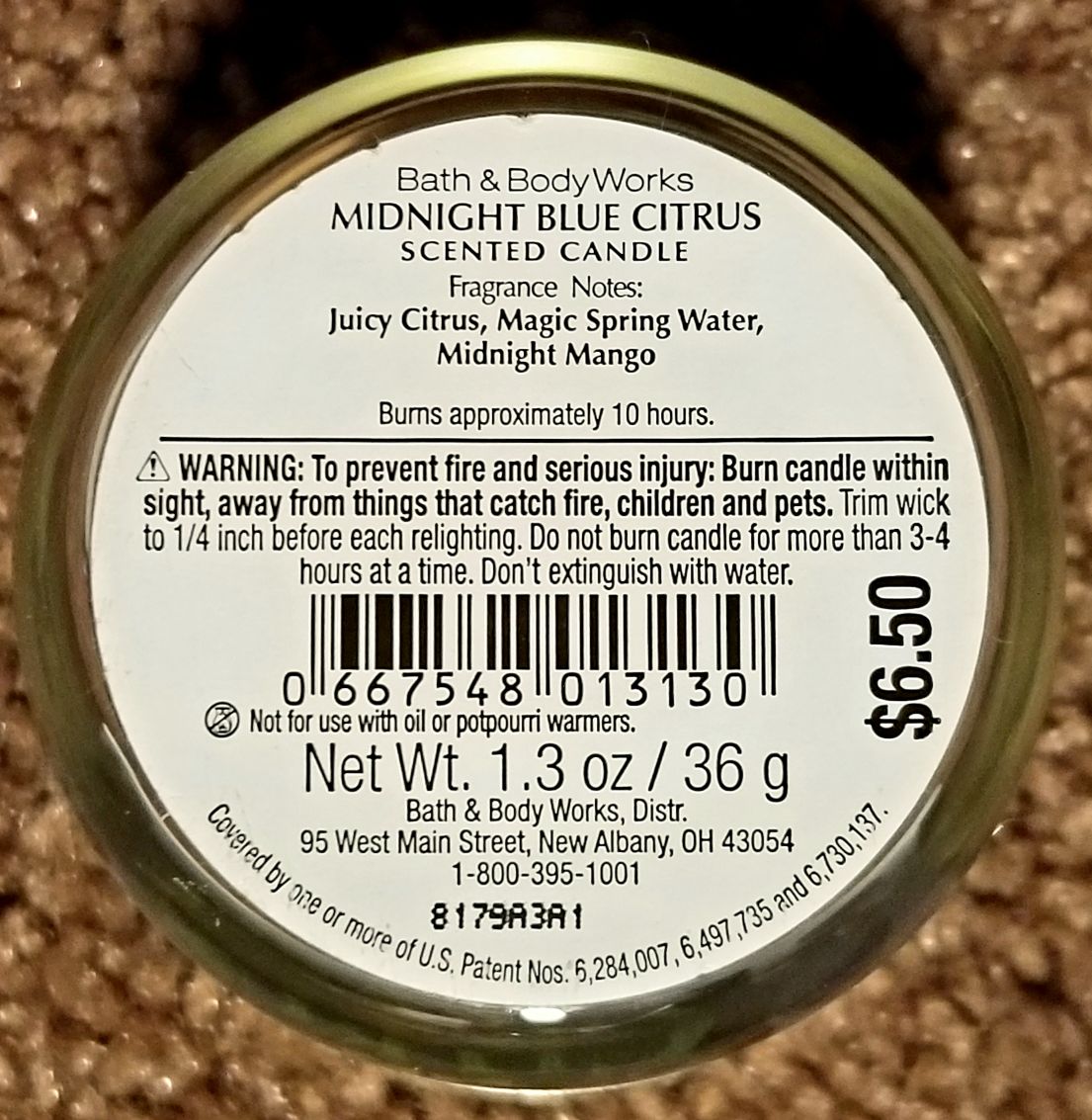 CANDLE: Halloween Bath & Bodyworks Midnight Blue Citrus Mini 2018 - Bath & Bodyworks Candle (Halloween Candle) action figure collectible - Main Image 2