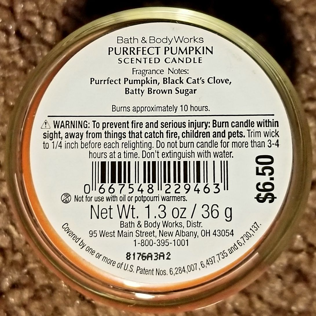 CANDLE: Halloween Bath & Bodyworks Purr fect Pumpkin Mini 2018 - Bath & Bodyworks Candle (Halloween Candle) action figure collectible - Main Image 2