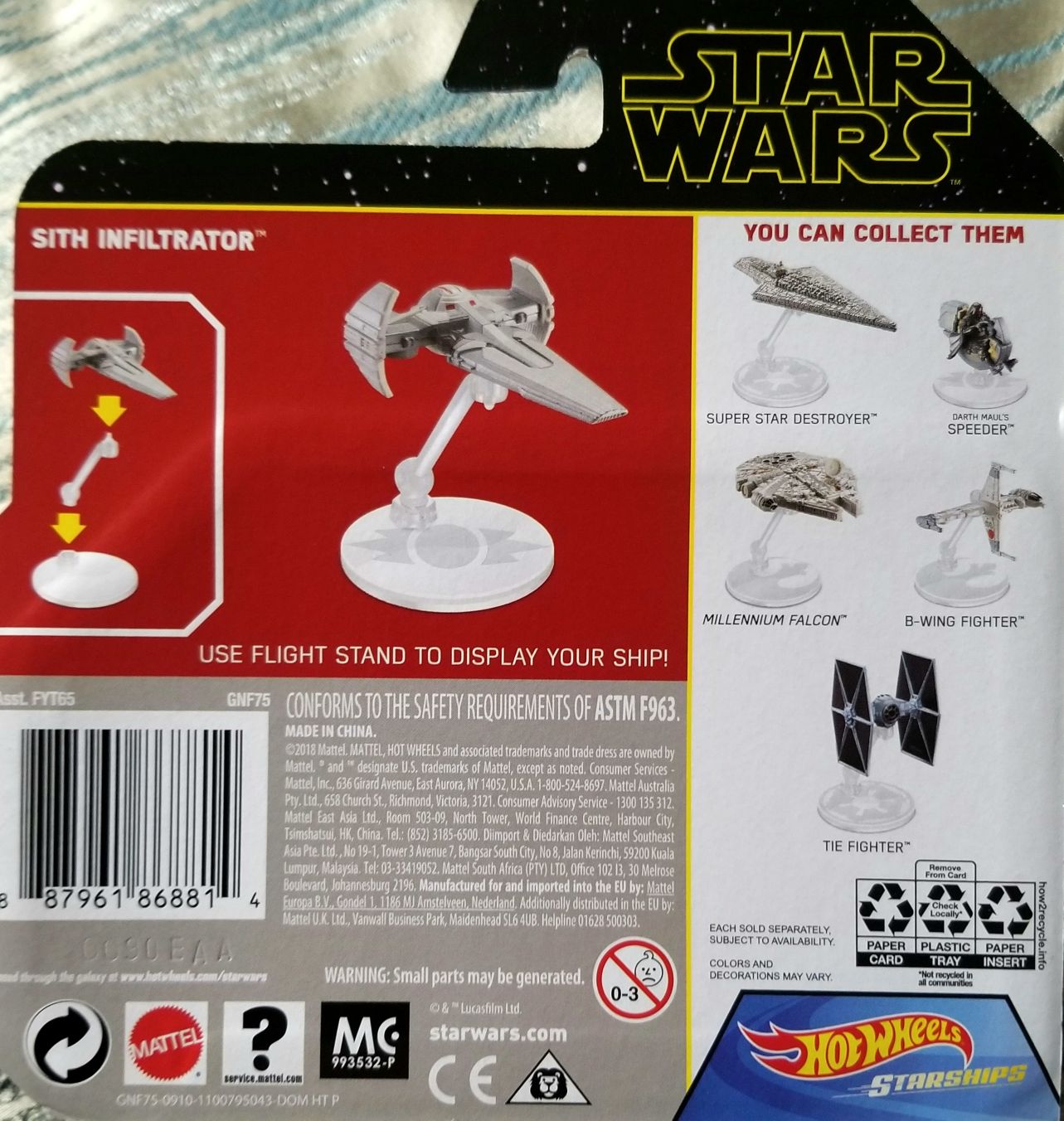 Sith Infiltrator - Hot Wheels from Mattel (Star Wars Hot Wheels) action figure collectible [Barcode 887961868814] - Main Image 2