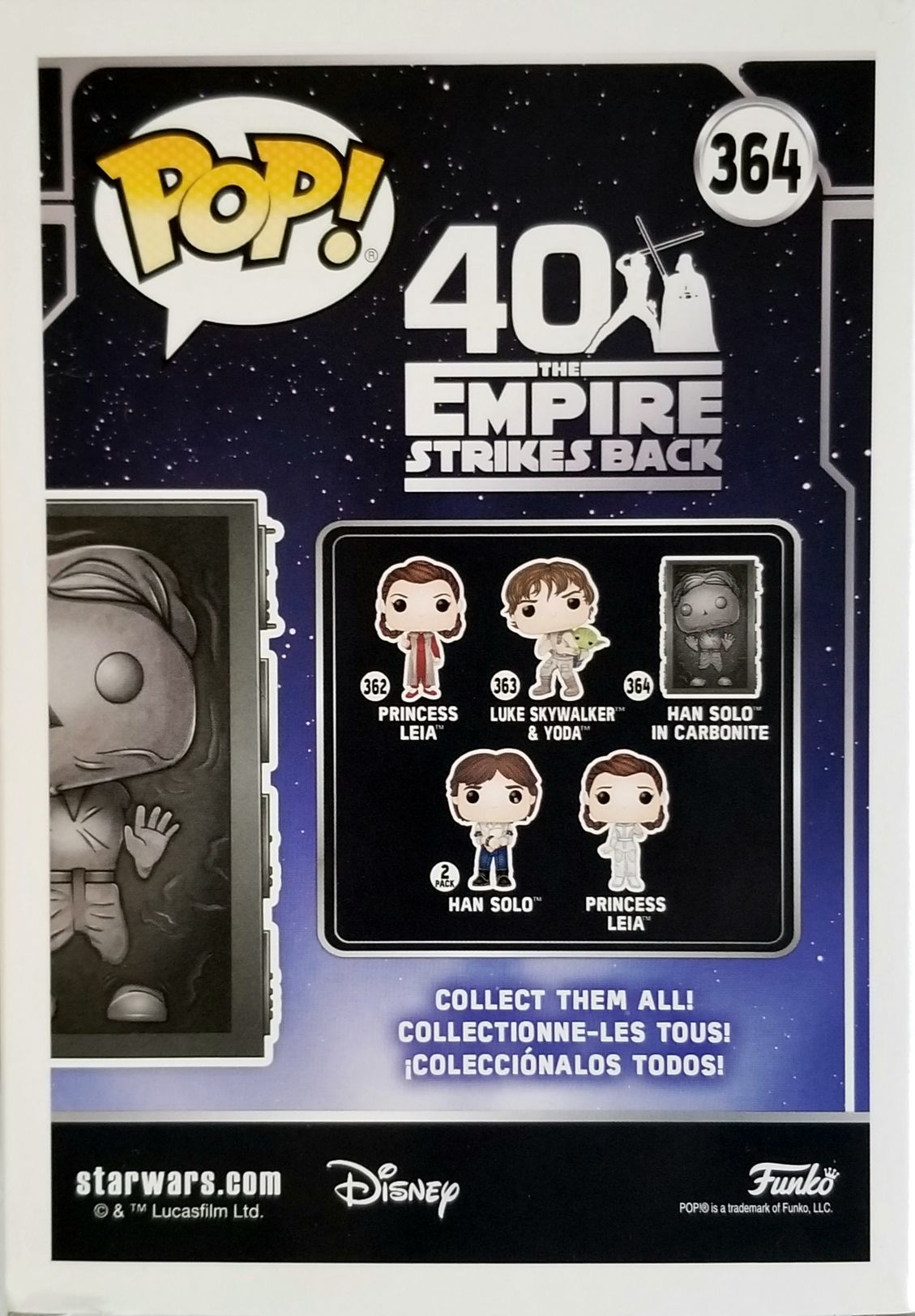 Funko Pop! Movies: Star Wars Han Solo (Carbonite) ESB ESB40 - Funko (Empire Strikes Back 40th Anniversary) action figure collectible [Barcode 0889698483285] - Main Image 2