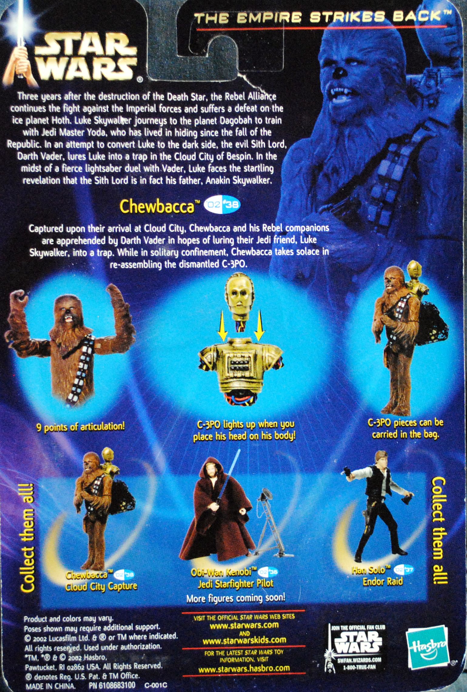 Chewbacca (Cloud City Capture) Saga [P1] ‘02 #38 - Hasbro (Star Wars Episode V: The Empire Strikes Back) action figure collectible [Barcode 0076930848906] - Main Image 2