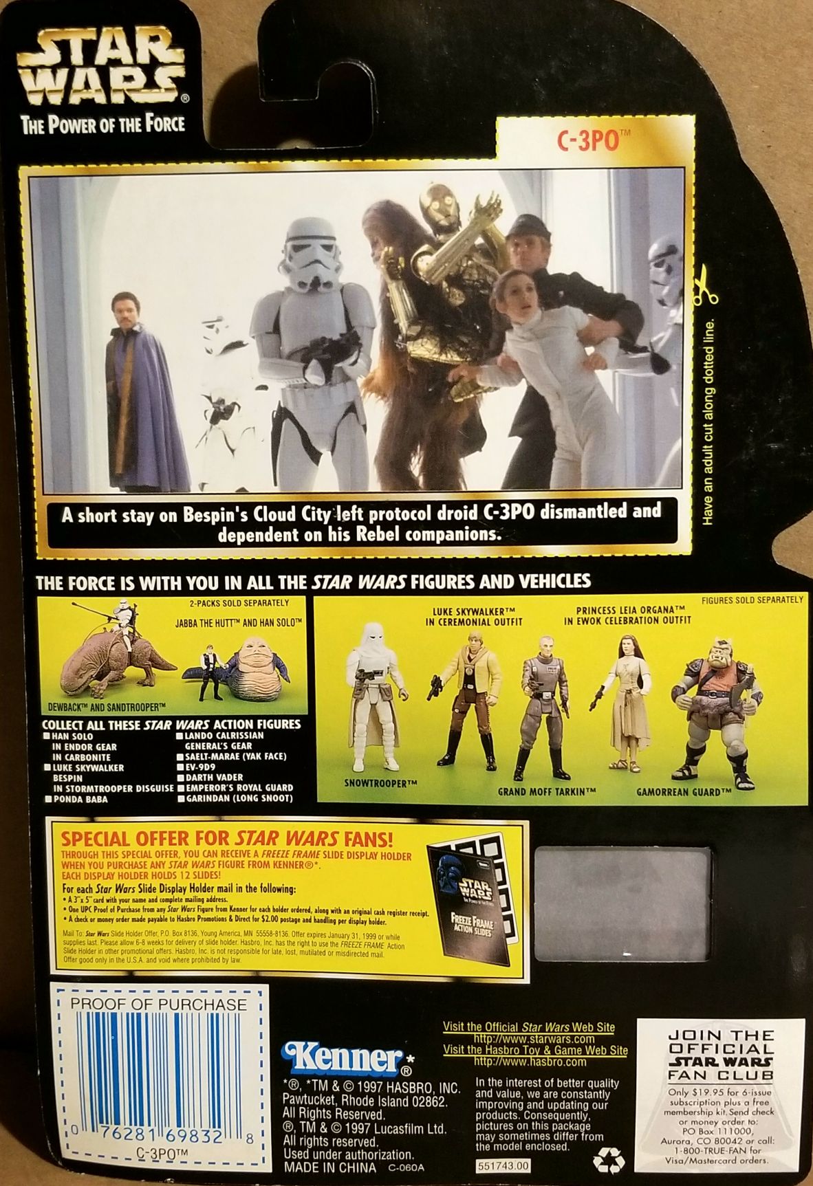 Power Of The Force 2 Green figure 3.75 - C-3PO (With Cargo Net) ESB Freeze Frame - Hasbro / Kenner (Star Wars Episode V The Empire Strikes Back) action figure collectible - Main Image 2
