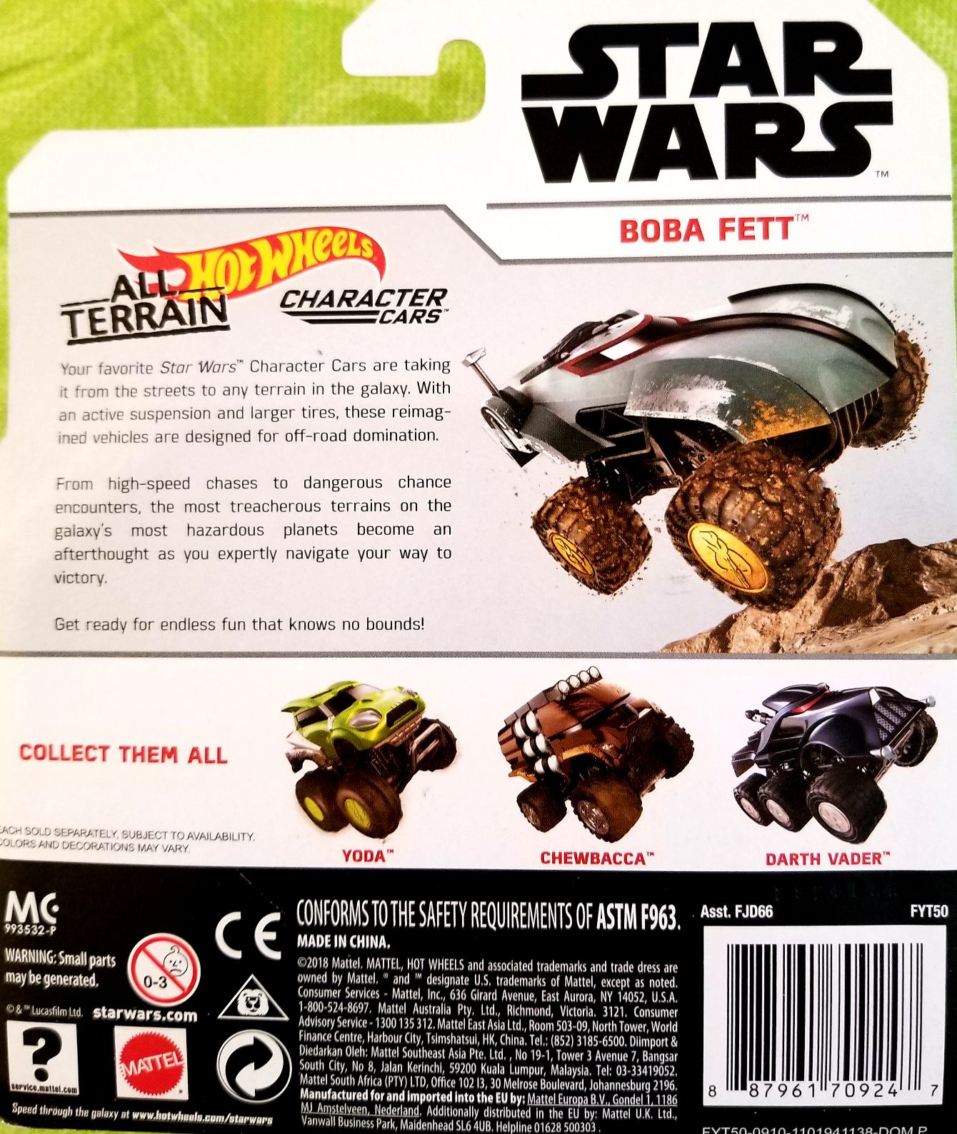 Hot Wheels Star Wars Character Boba Fett All Terrain White Card ESB - Hot Wheels from Mattel (Star Wars Hot Wheels) action figure collectible [Barcode 887961709247] - Main Image 2