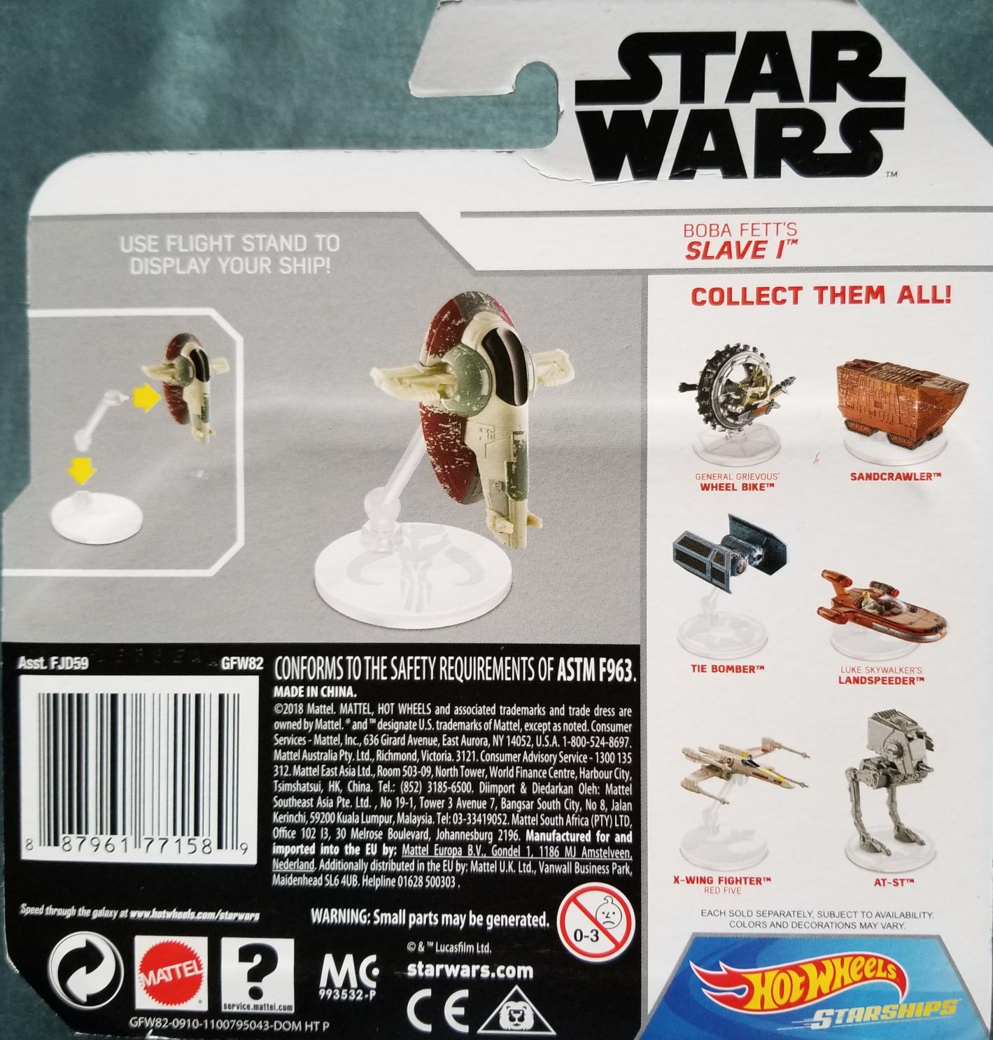 Hot Wheels Star Wars Vehicle Boba Fett’s Slave One White Card ESB - Hot Wheels from Mattel (Star Wars Hot Wheels) action figure collectible [Barcode 887961771589] - Main Image 2