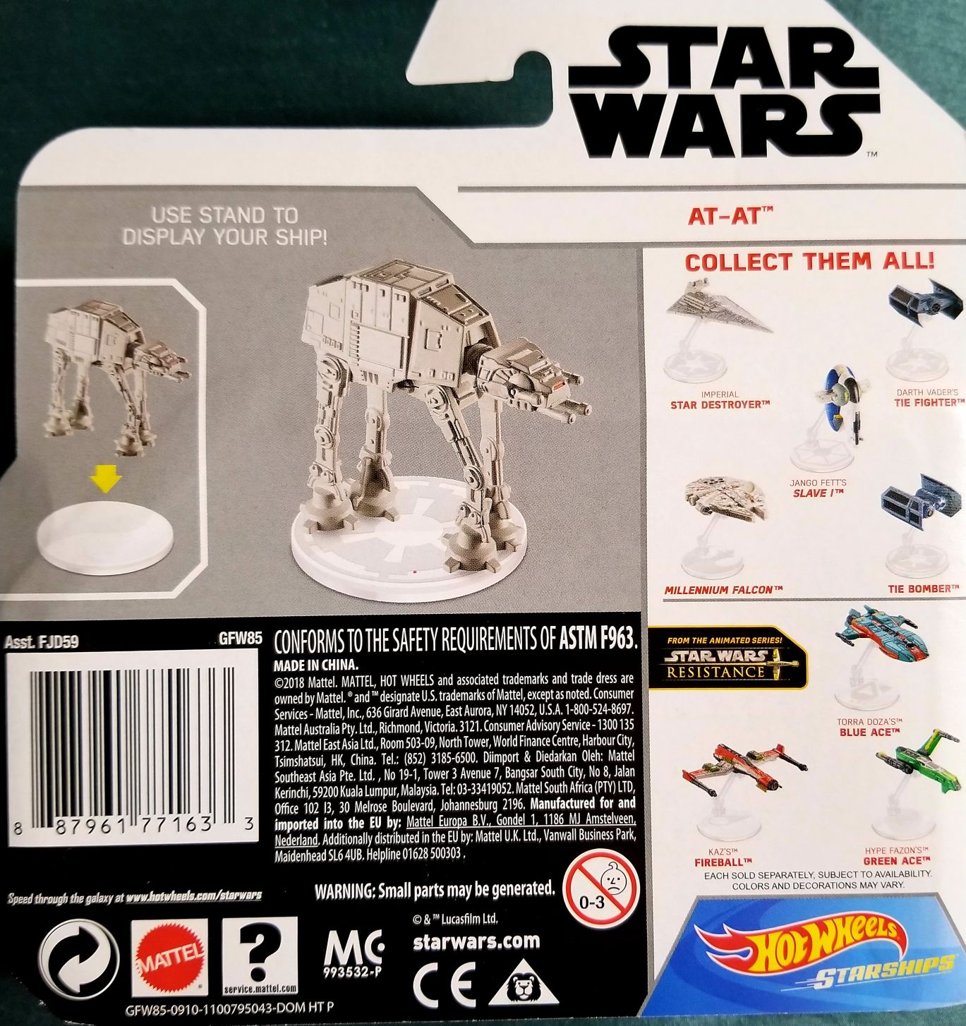Hot Wheels Star Wars Vehicle AT-AT White Card ESB - Hot Wheels from Mattel (Star Wars Hot Wheels) action figure collectible [Barcode 887961771633] - Main Image 2